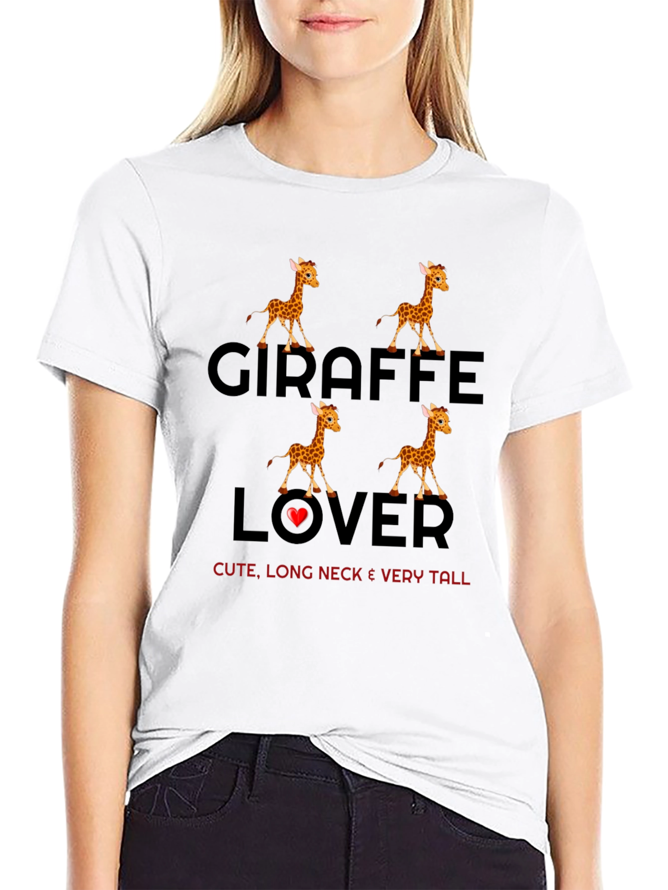 Black Giraffe Lover Graphic T-Shirt view 9