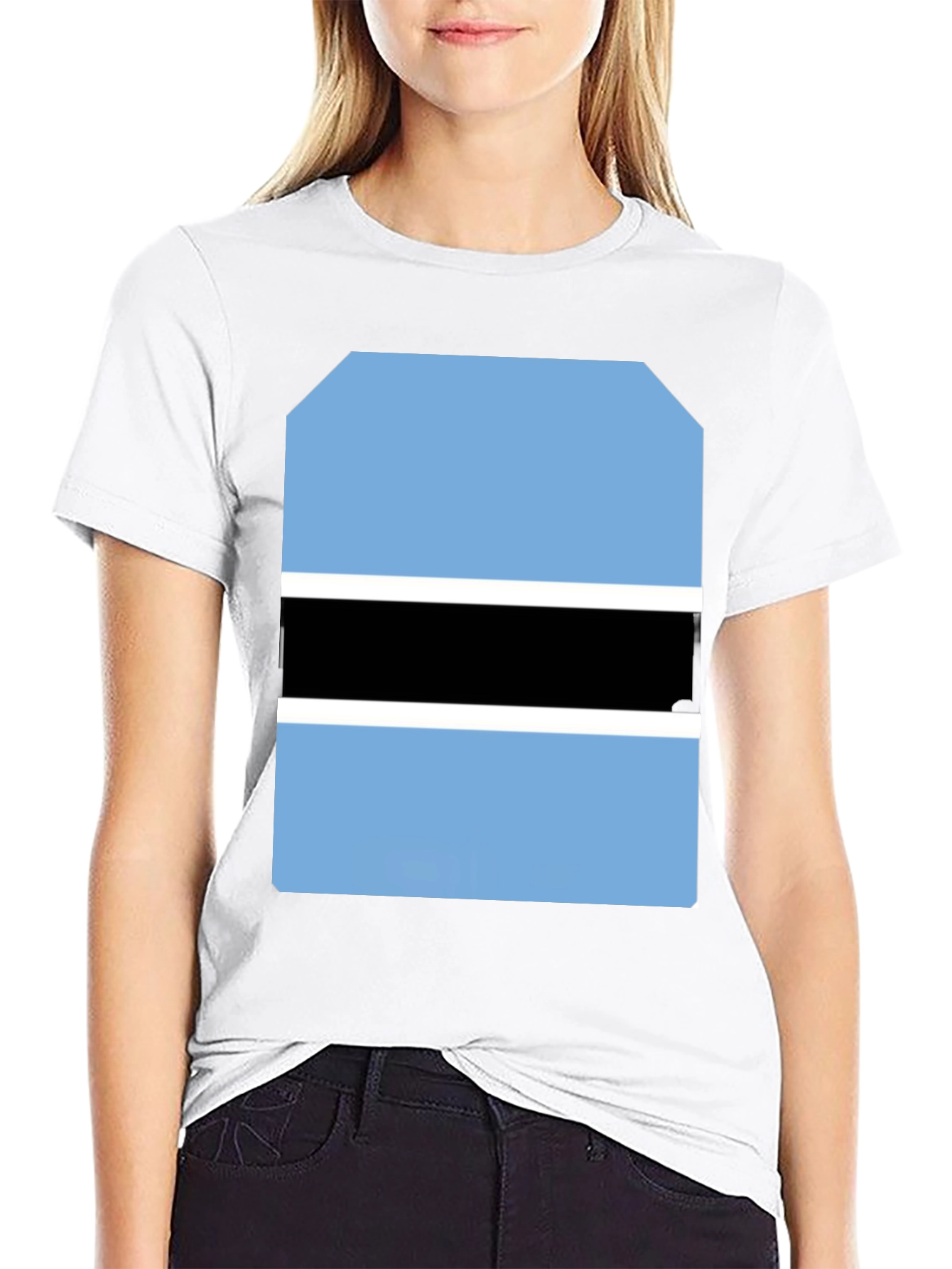 Black Botswana Flag Graphic Tee - Black Cotton T-Shirt view 9
