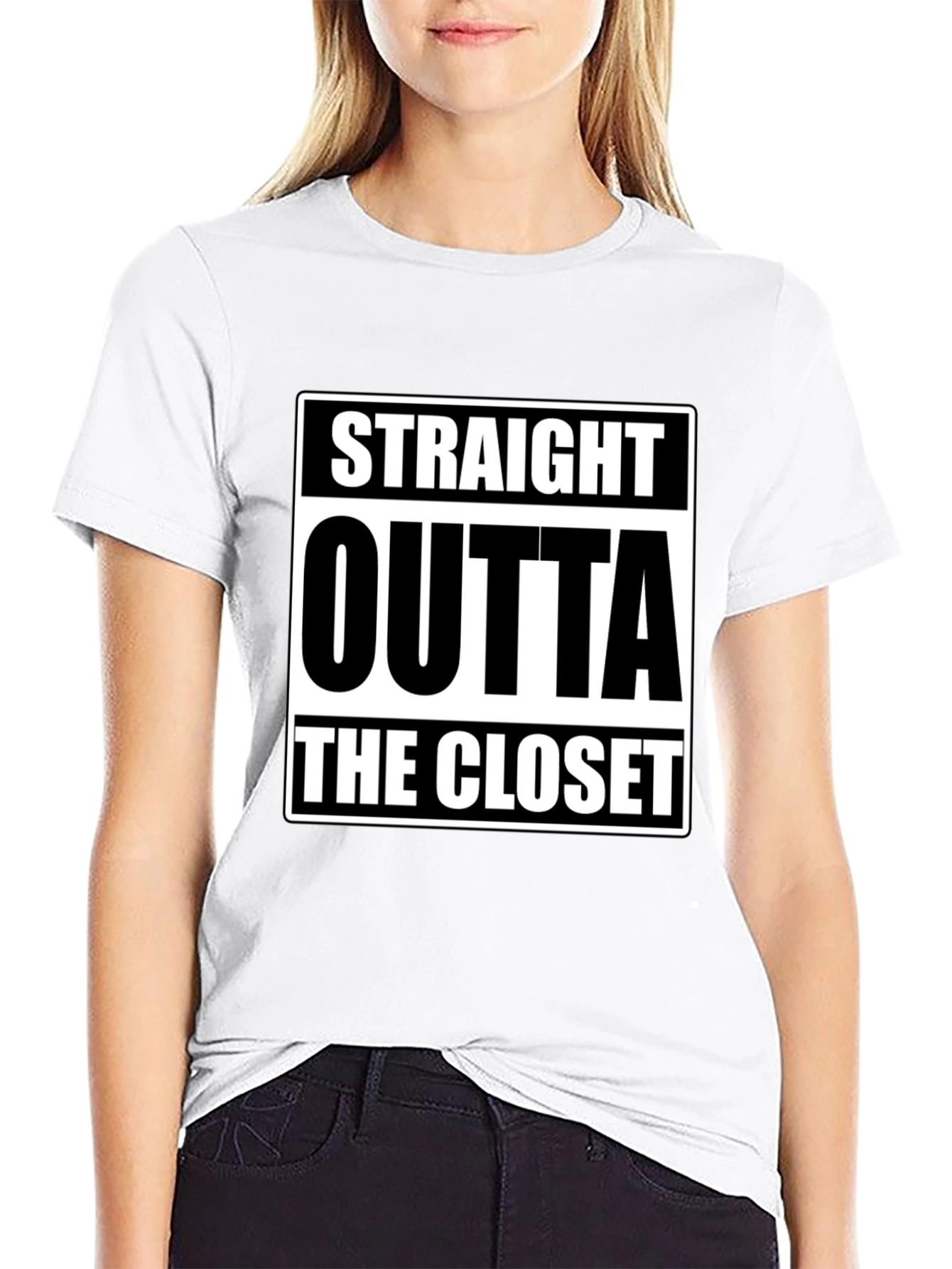 Black Straight Outta The Closet Black T-Shirt view 9