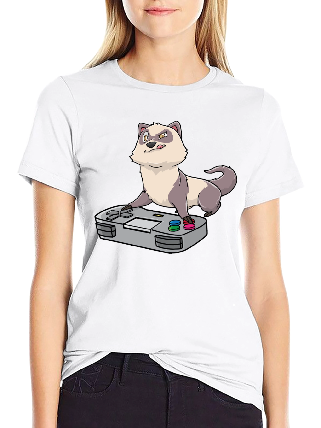 Black Funny Ferret Gamer Black T-Shirt view 9