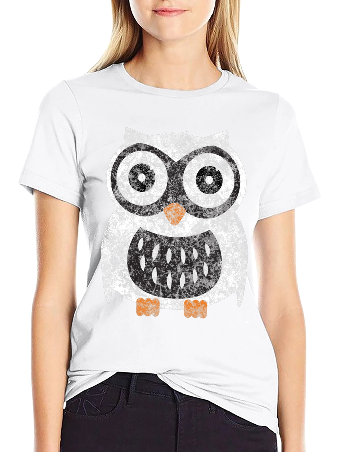 Black Cool Owl Graphic Tee - Black Cotton Blend Shirt view 9