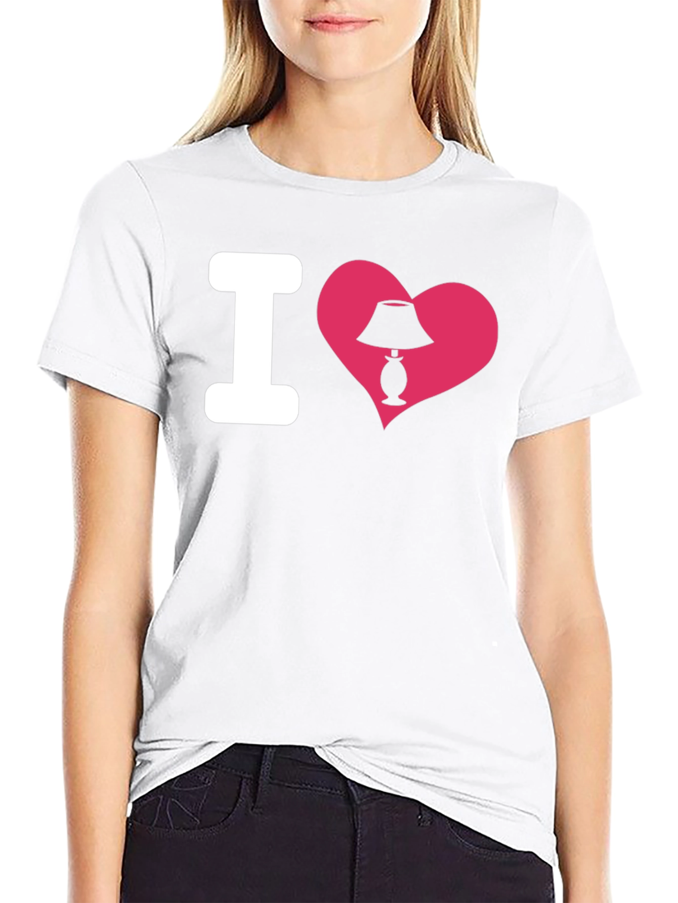 Black I Heart Lamp T-Shirt - Novelty Graphic Tee view 9