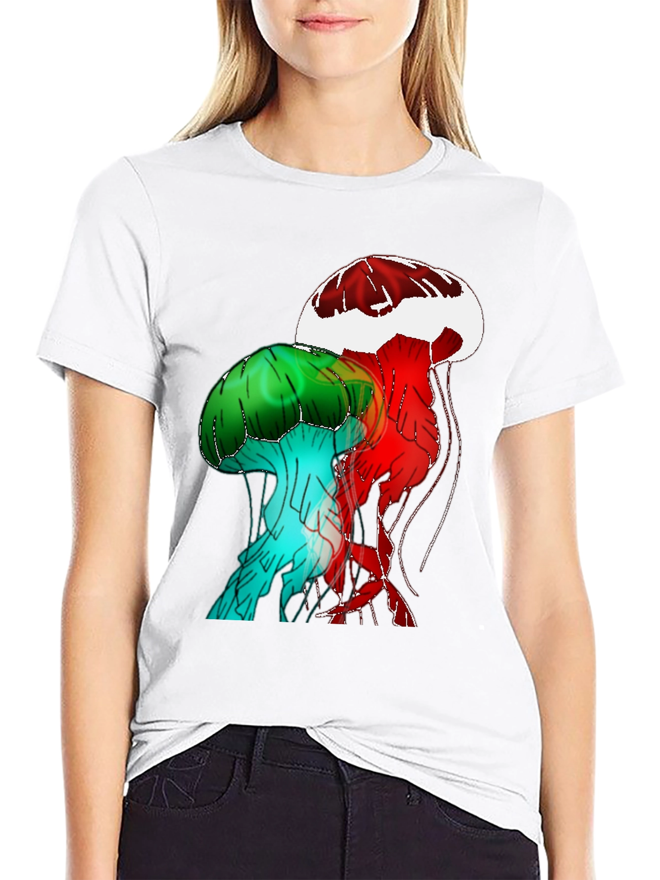 Black Jellyfish Graphic Black T-Shirt view 9