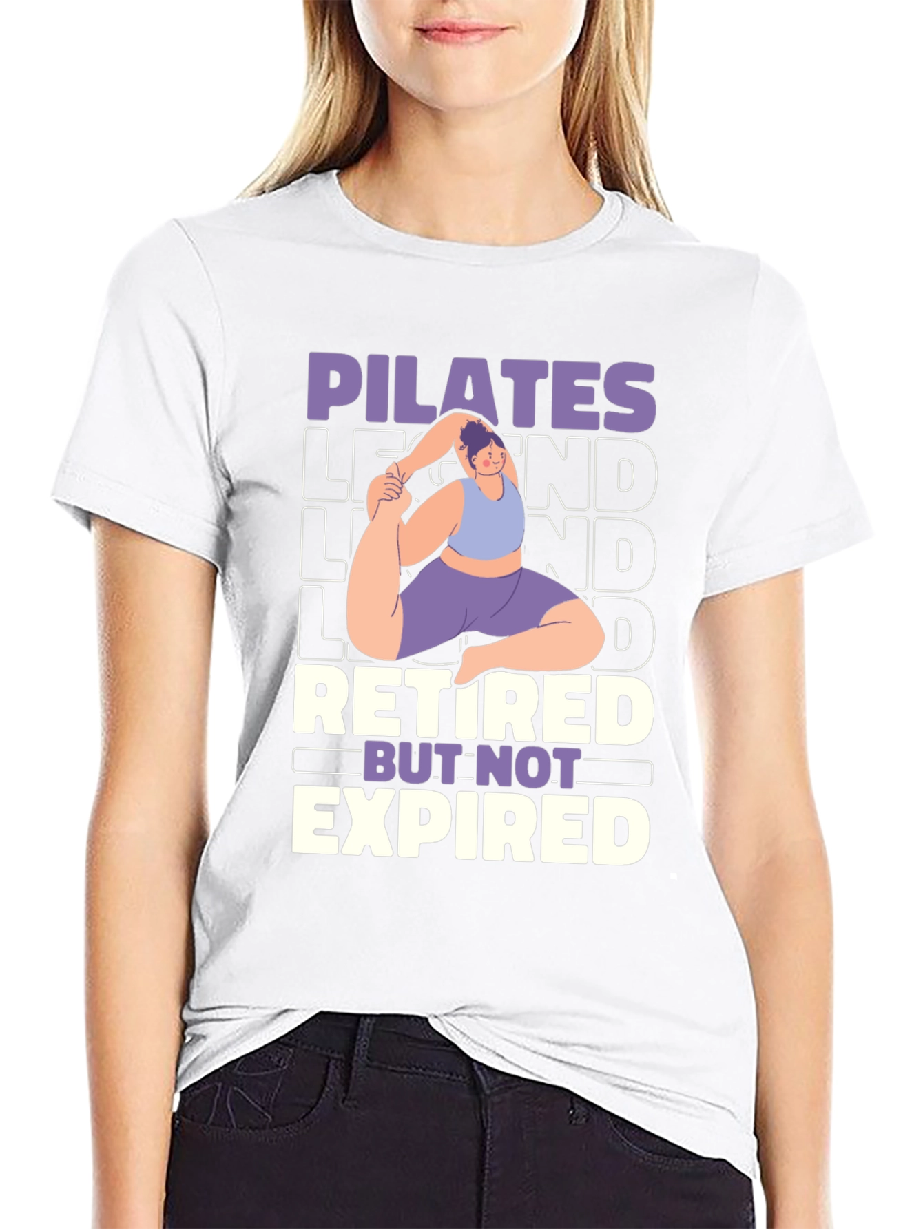 Black Pilates Legend Retired But Not Expired Graphic T-Shirt view 9