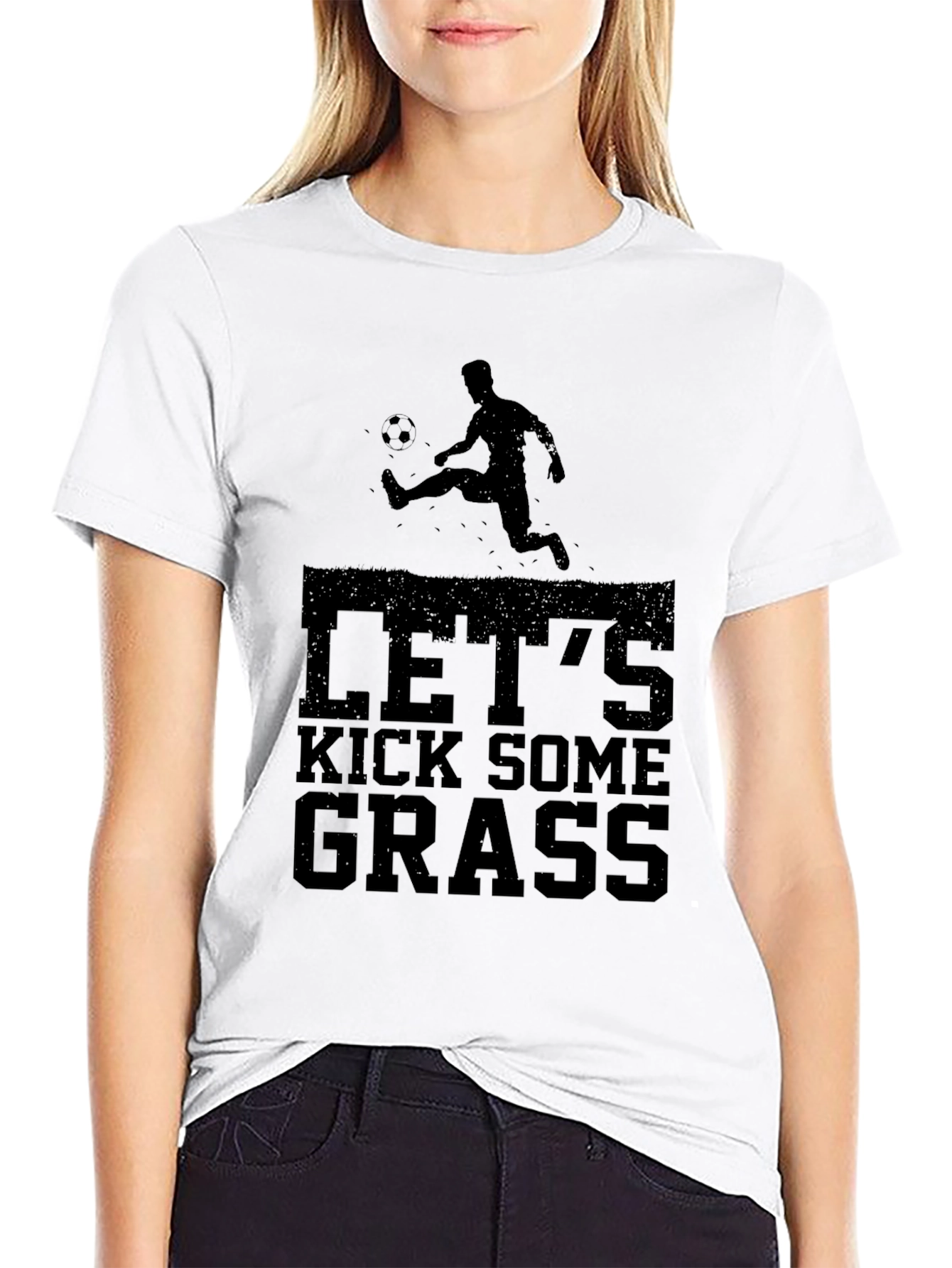 Black Let's Kick Some Grass Graphic Tee view 9