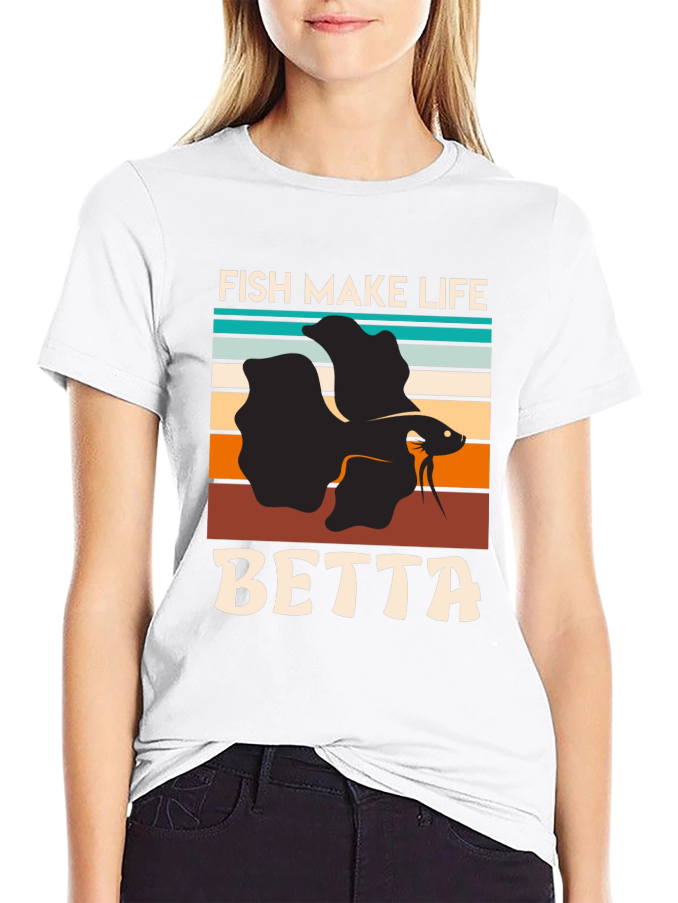 Black Fish Make Life Betta T-Shirt view 9