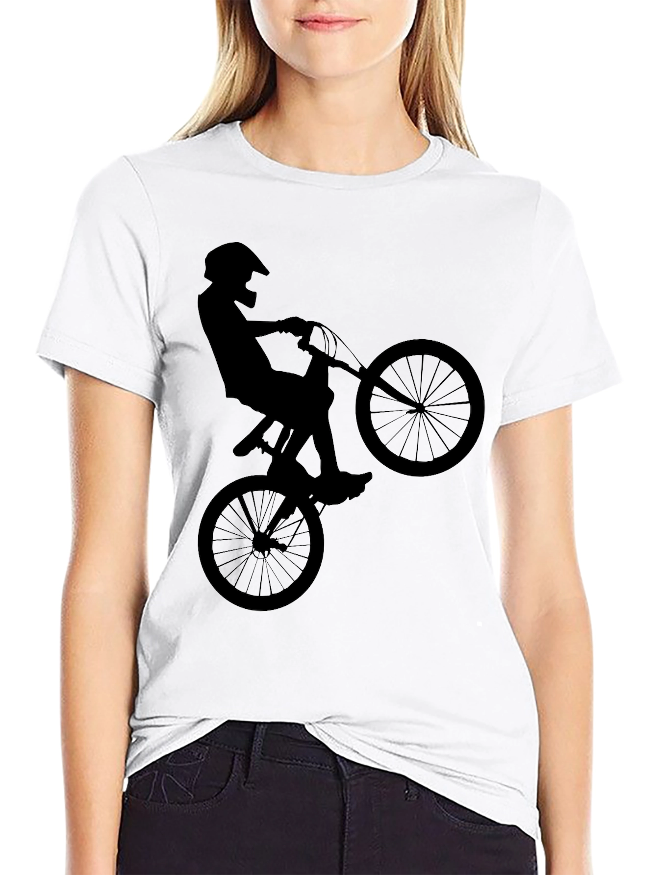 BMX Rider Silhouette Graphic Tee - Black - 9