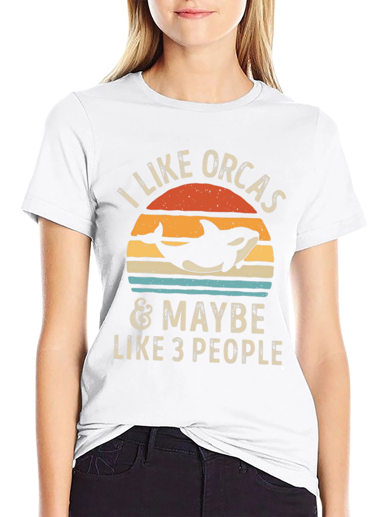 Black I Like Orcas & Maybe Like 3 People Graphic Tee view 9