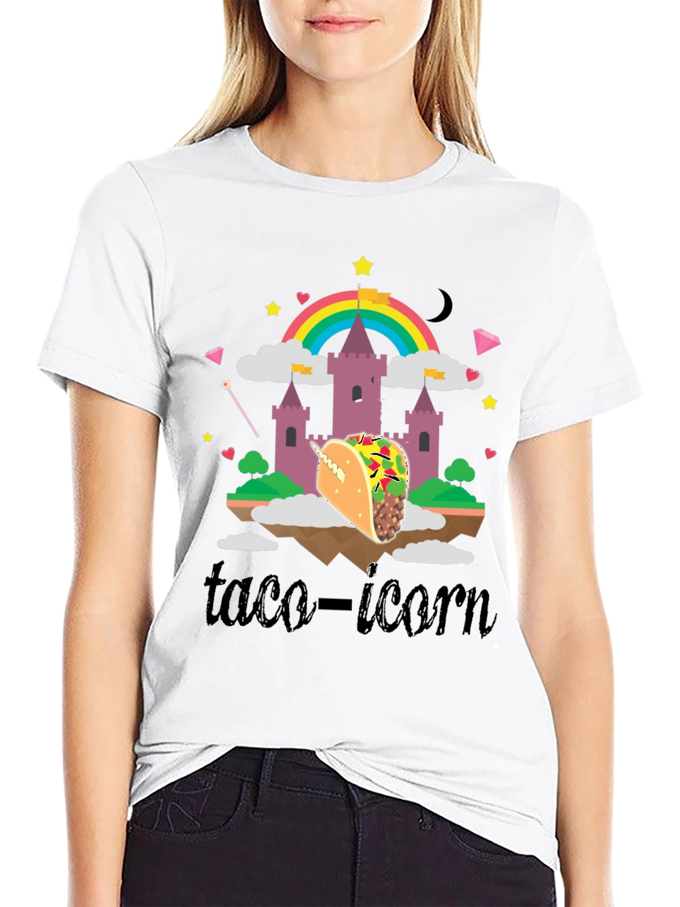 Black Taco-icorn Black Graphic T-Shirt view 9