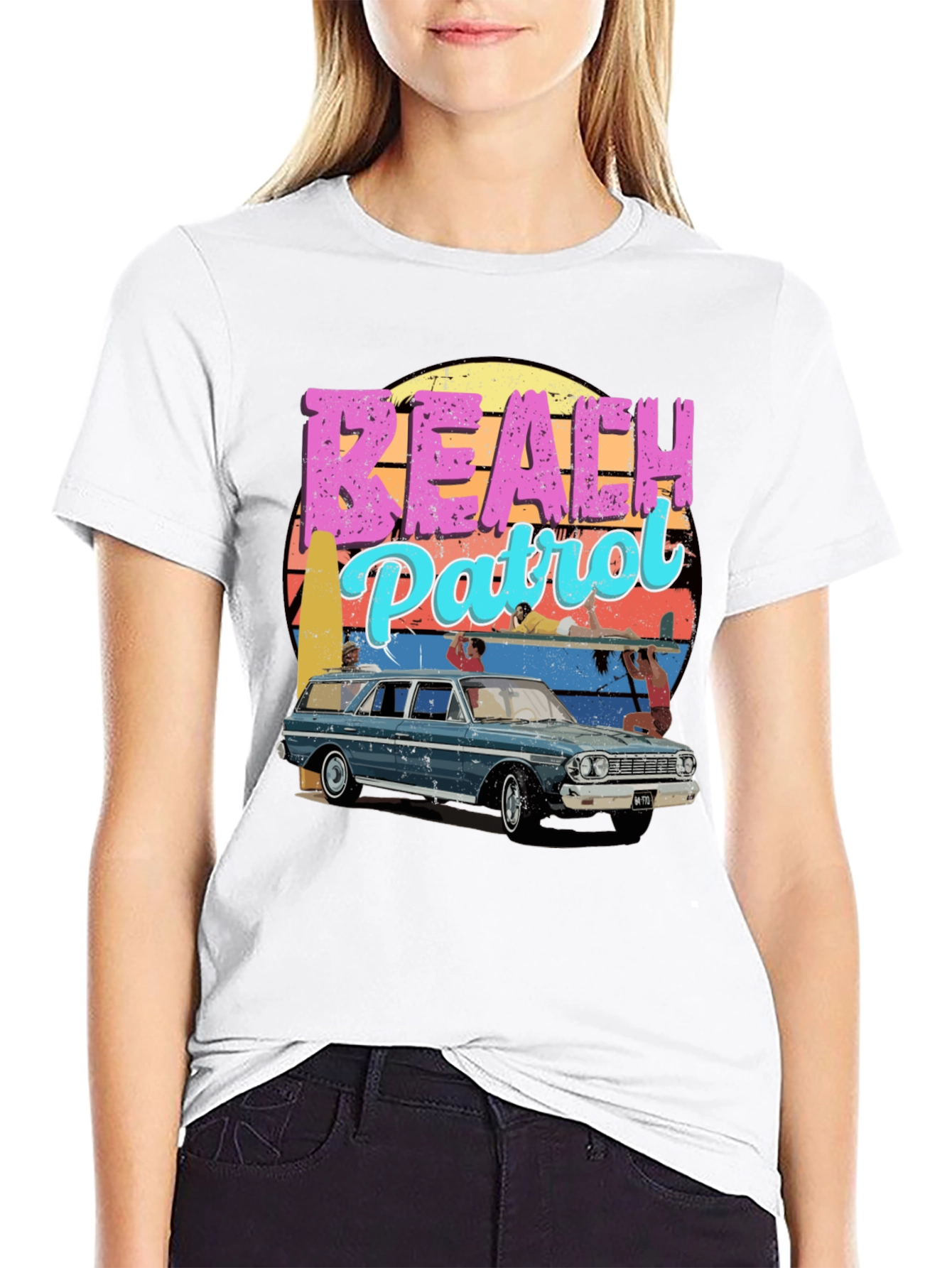 Black Retro Beach Patrol Graphic Tee view 9