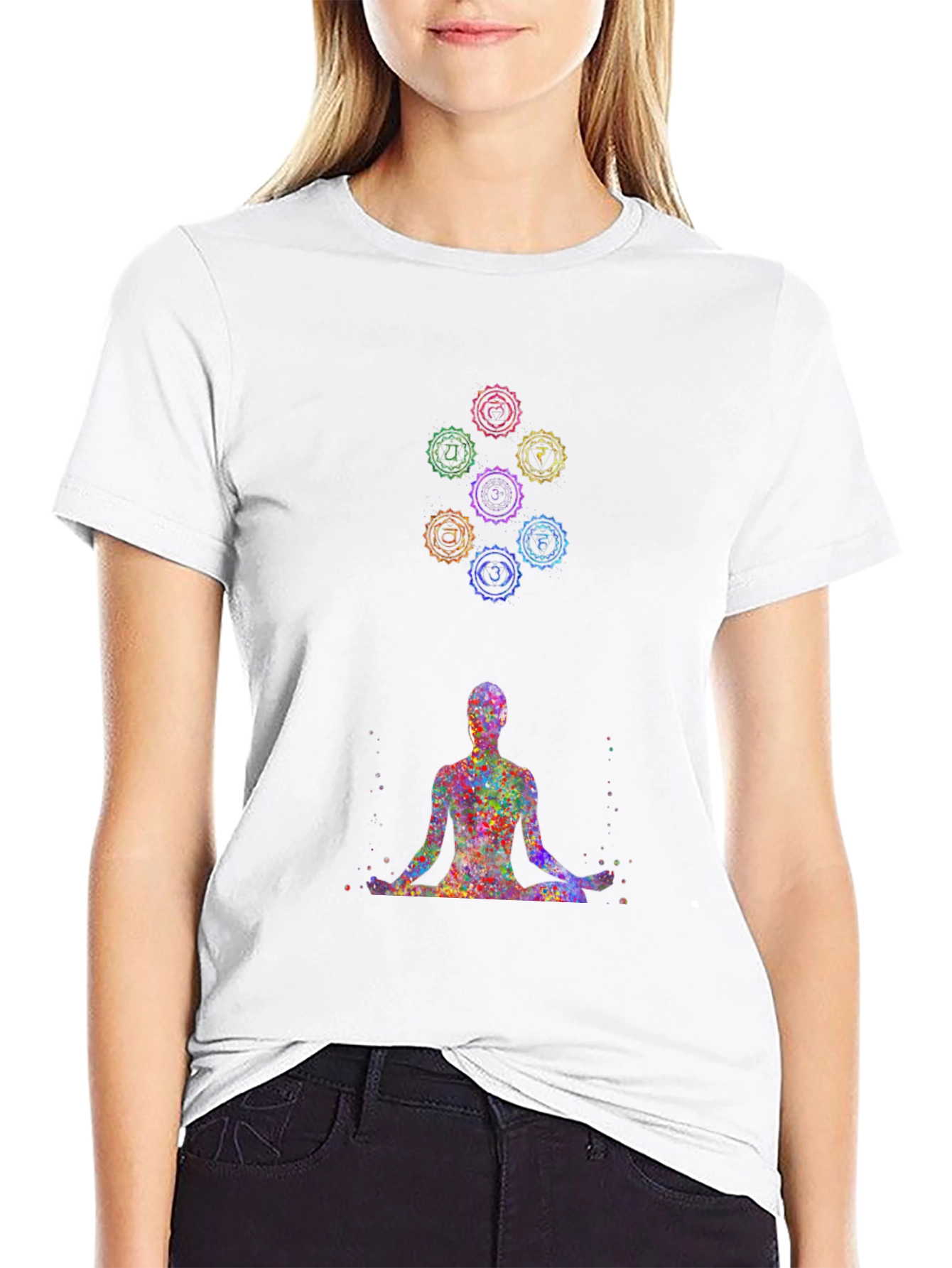 Black Chakra Meditation T-Shirt - Spiritual Design Tee view 9