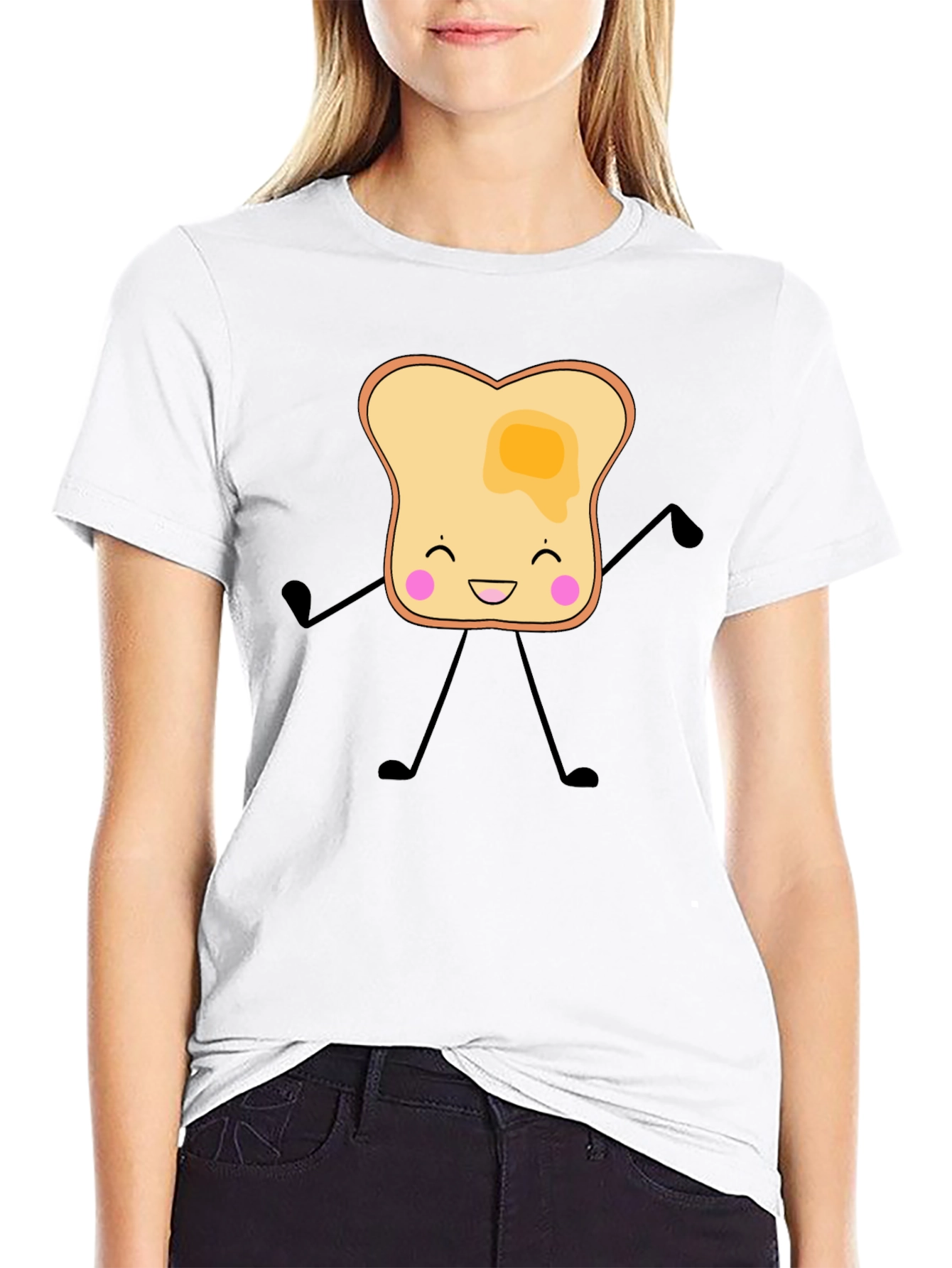 Black Toast Cartoon Graphic T-Shirt view 9