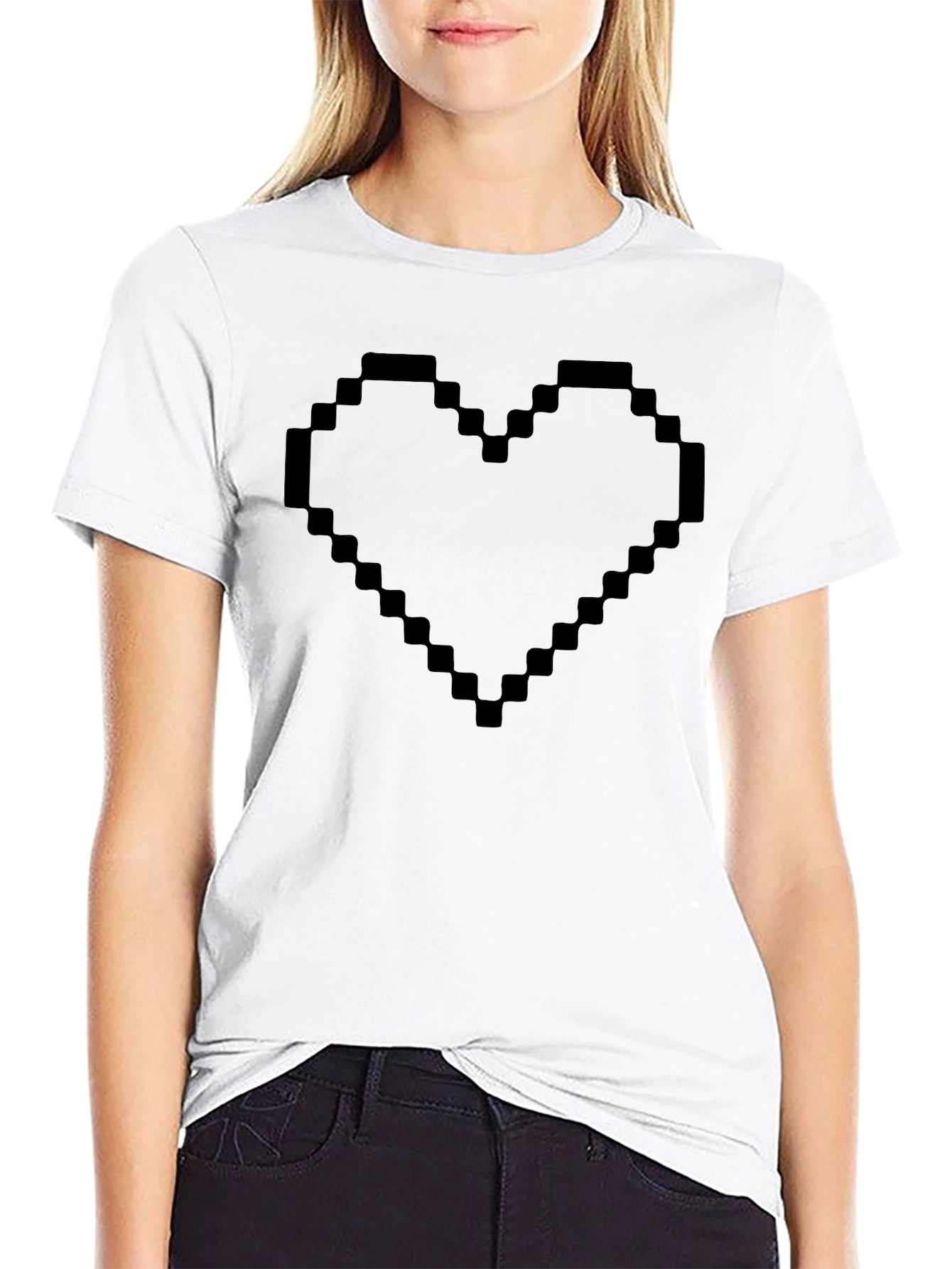 Black Pixel Heart Graphic T-Shirt - Gamer Style Tee view 9