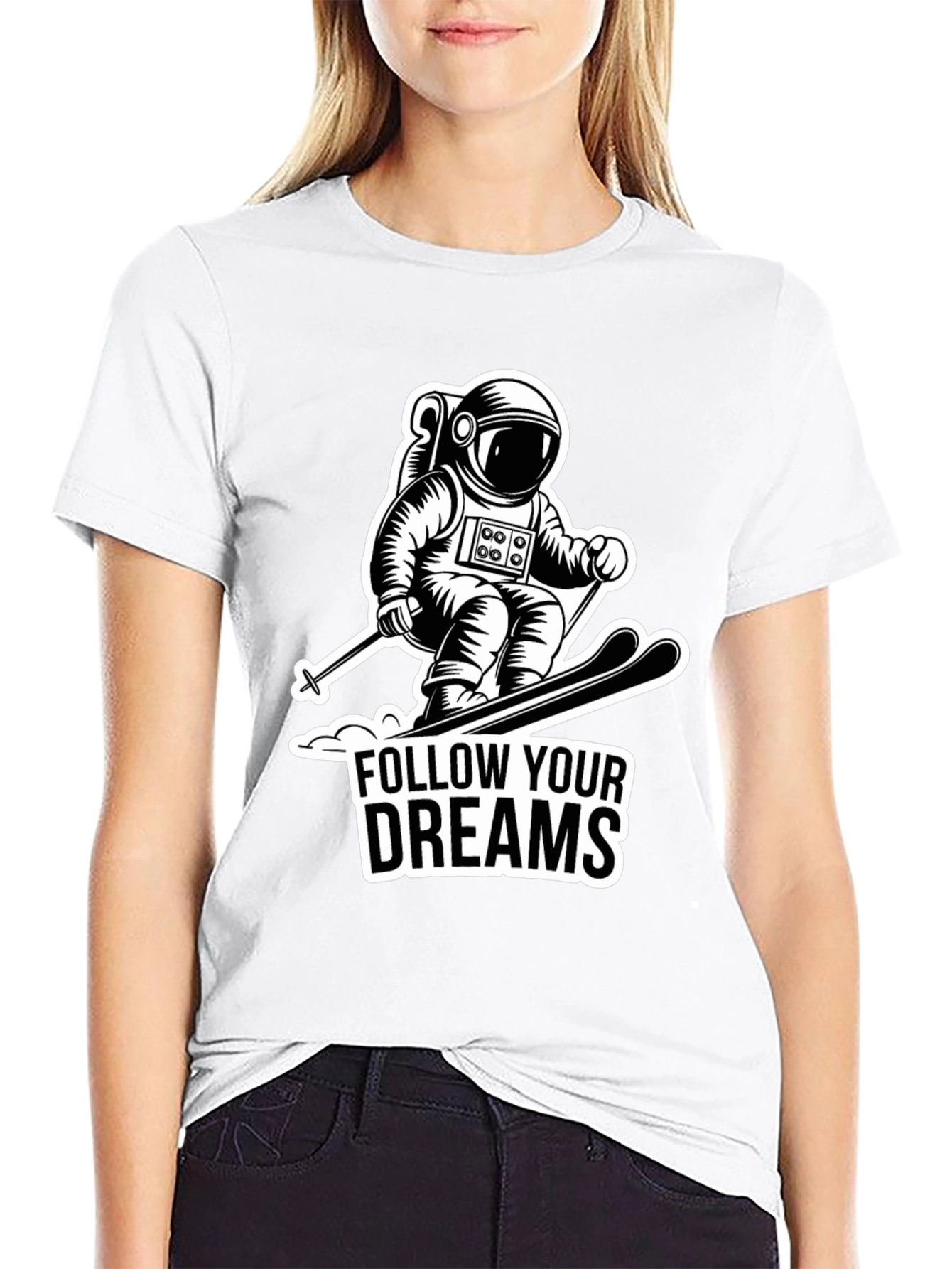Black Astronaut Skiing Graphic Tee - Follow Your Dreams view 9