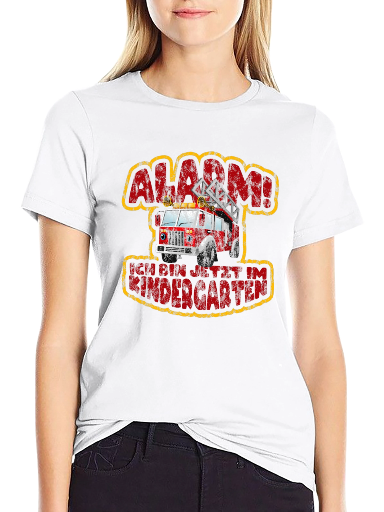 Black Alarm! I'm in Kindergarten! T-Shirt - Firetruck Design view 9