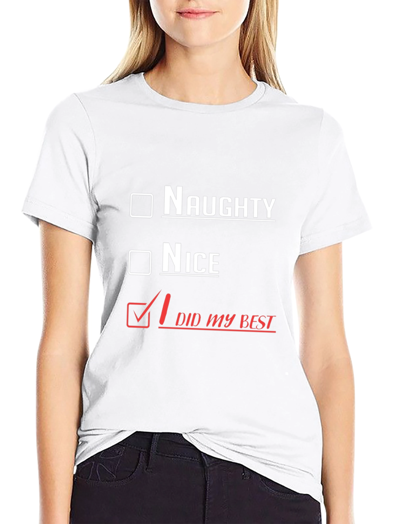 Black Naughty Nice Did My Best Graphic T-Shirt view 9