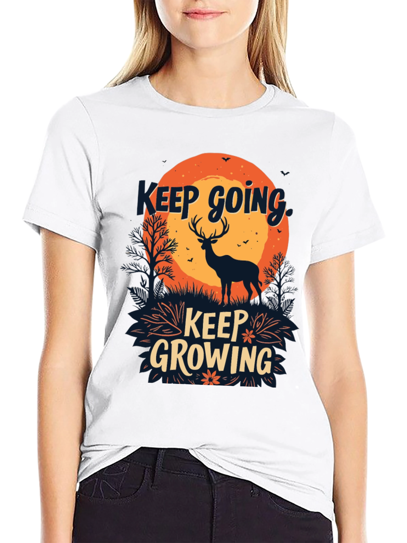 Black Keep Going, Keep Growing Black Graphic T-Shirt view 9
