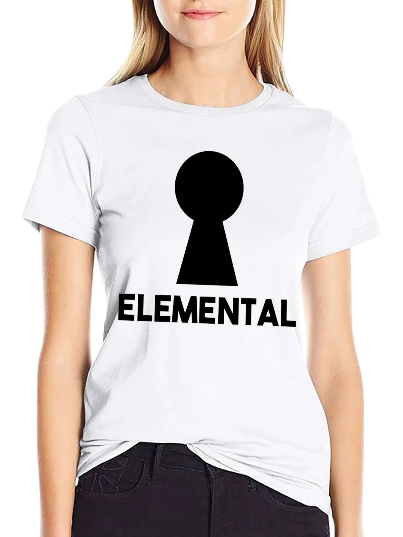 Black Elemental Keyhole Graphic Tee - Black Cotton T-Shirt view 9