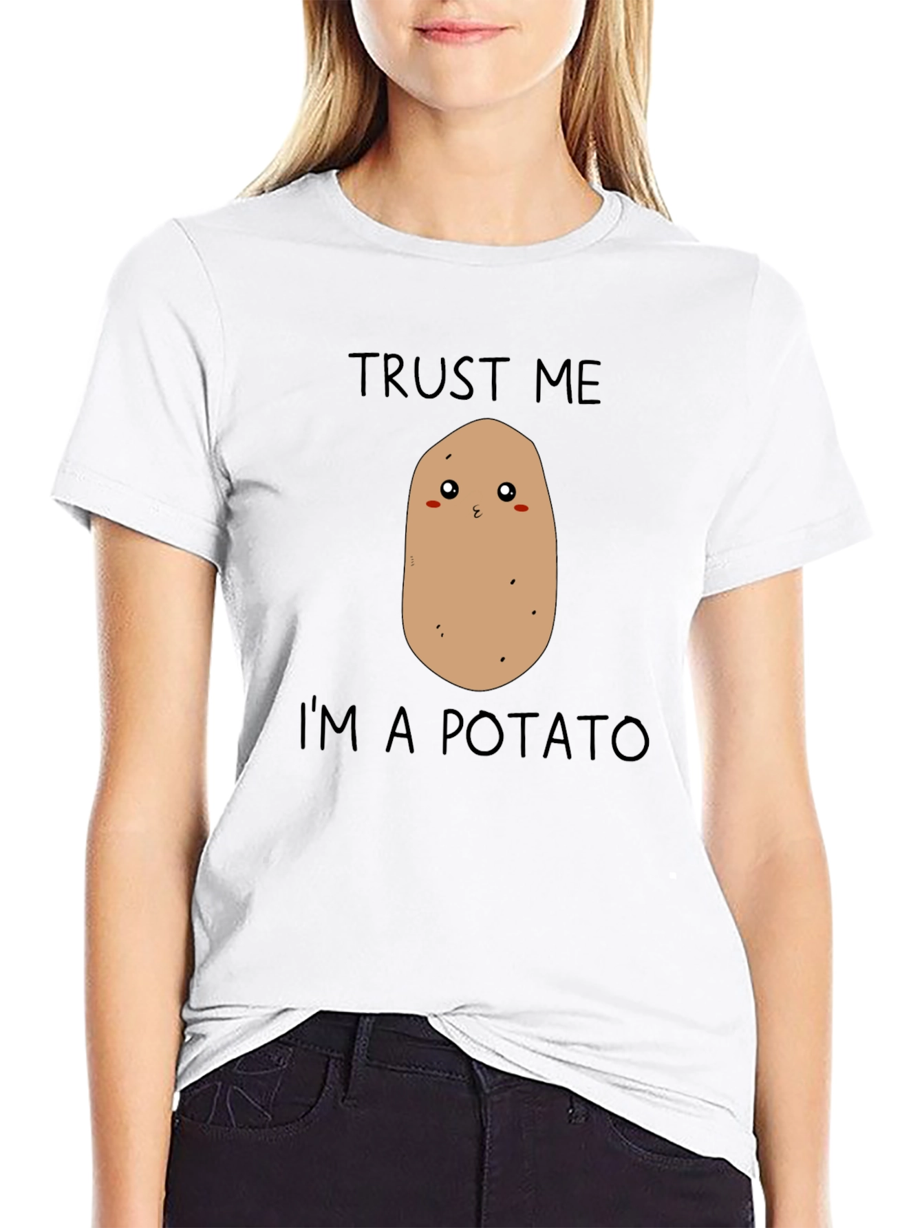 Black Trust Me I'm A Potato Funny Graphic T-Shirt view 9
