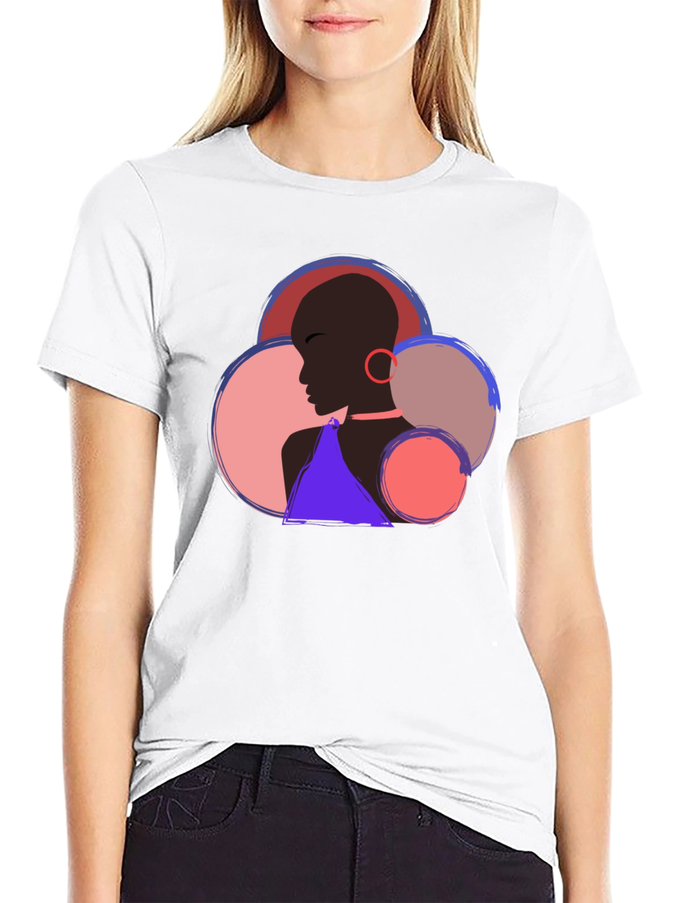 Black Abstract Woman Portrait Graphic T-Shirt view 9