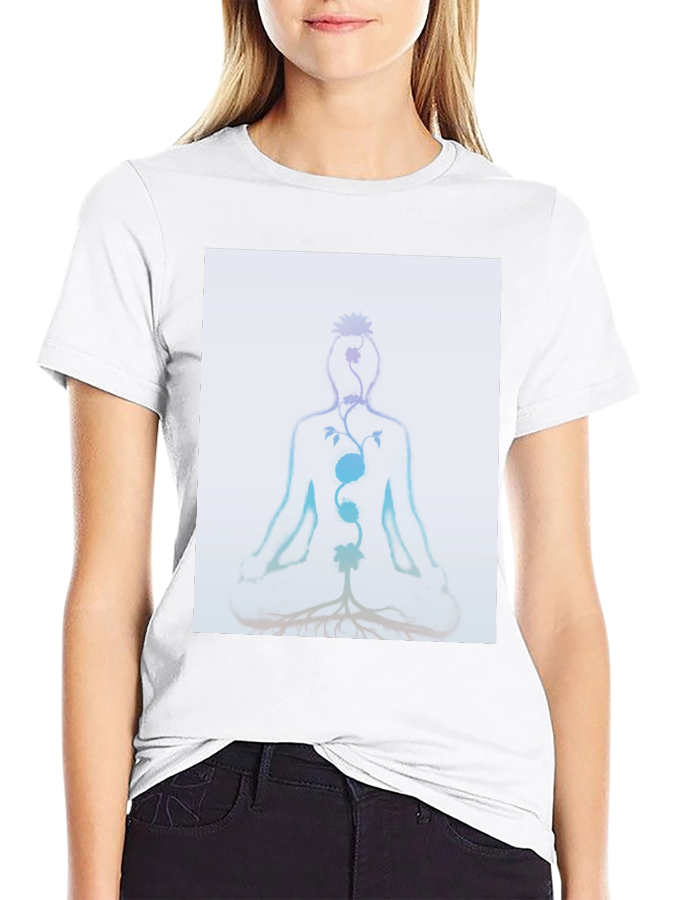 Chakra Meditation Tee - Spiritual Black T-Shirt - 9