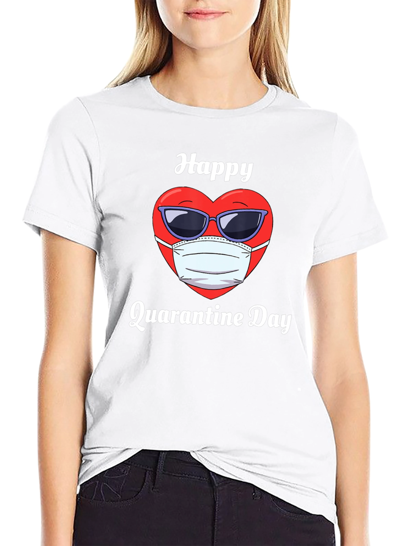 Black Happy Quarantine Day T-Shirt view 9
