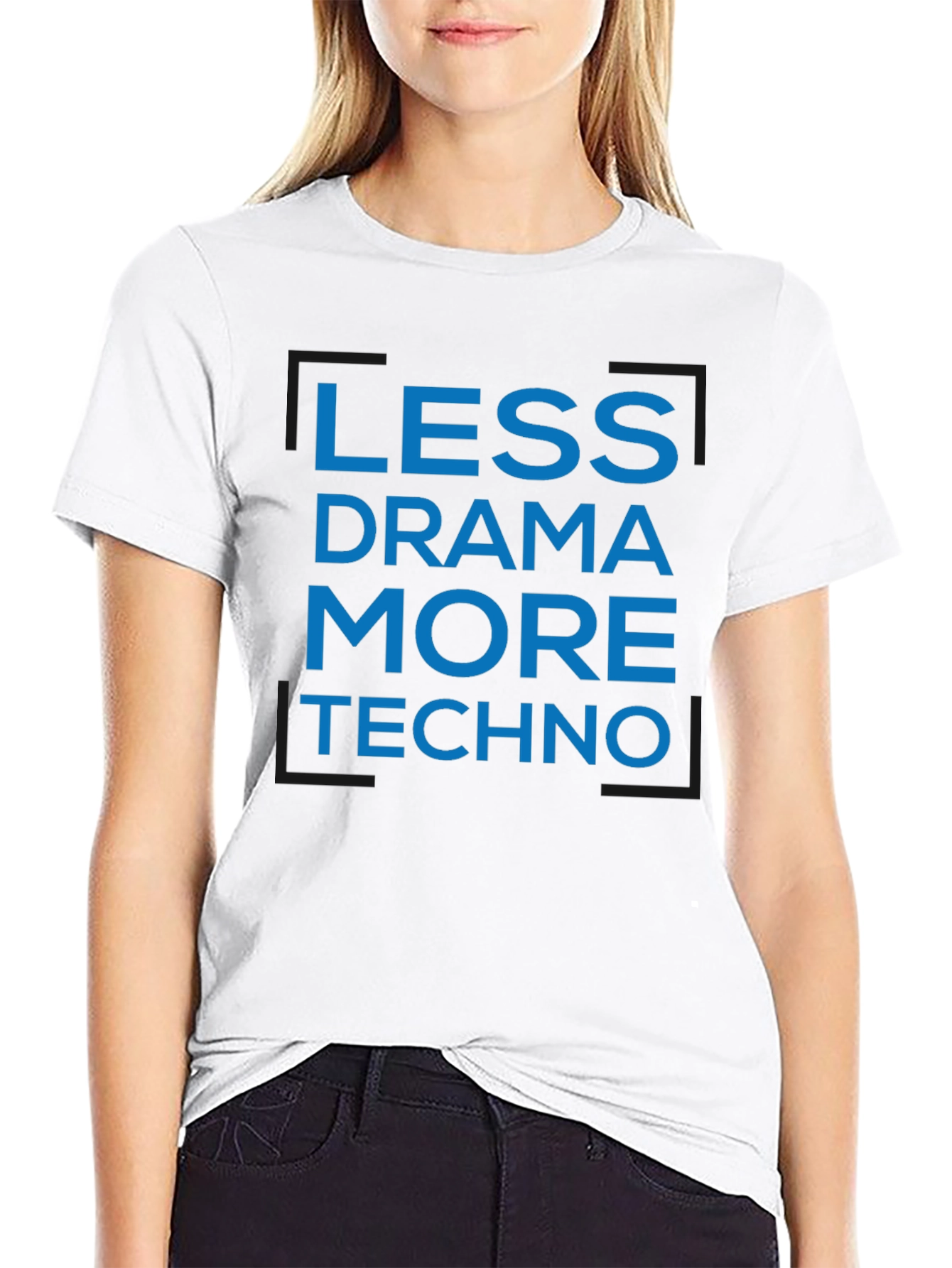 Black Less Drama More Techno Black T-Shirt view 9