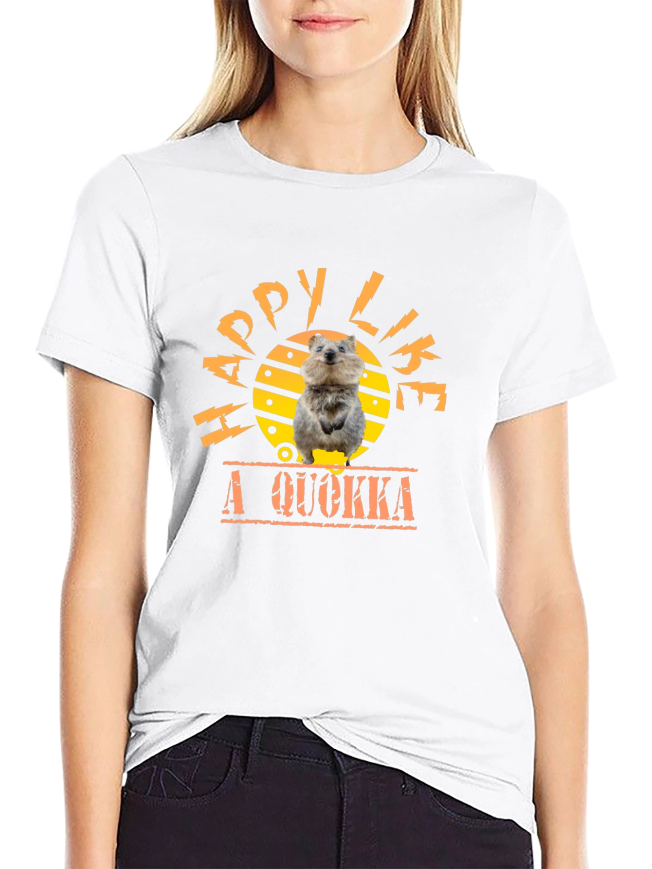 Black Happy Like a Quokka Graphic Tee view 9