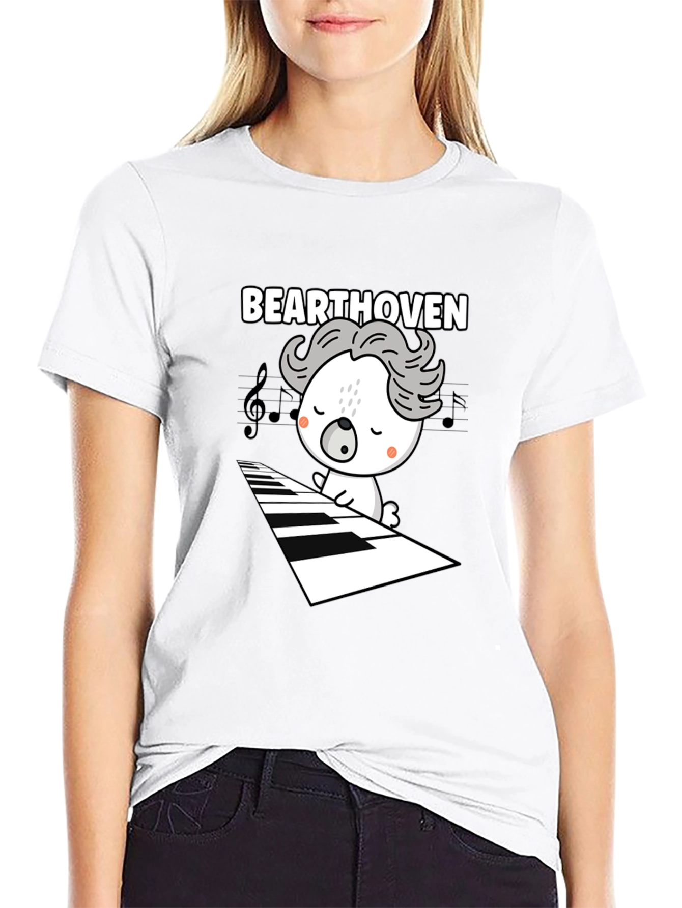 Black Bearthoven Piano T-Shirt view 9
