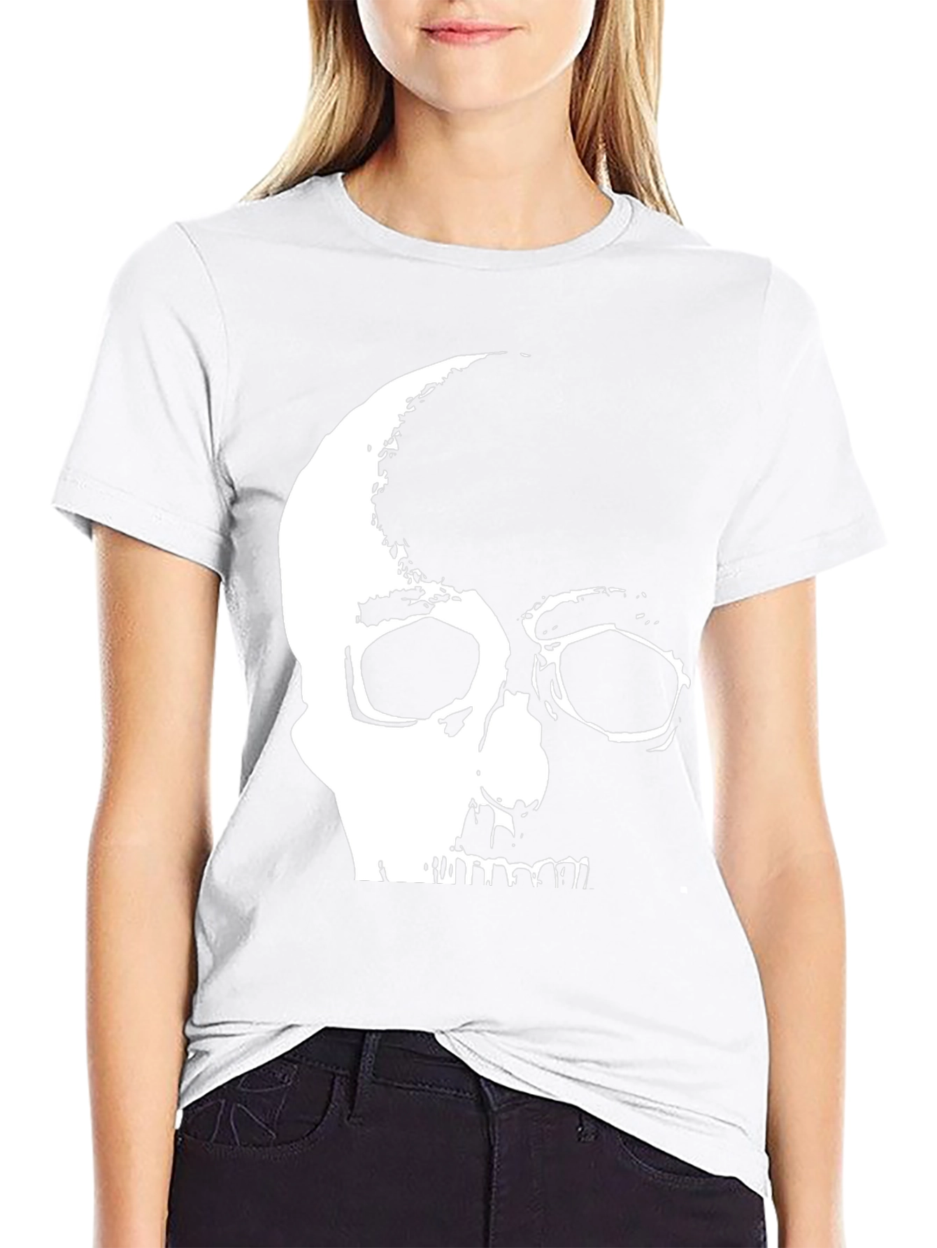 Black Skull Graphic Print Black T-Shirt view 9