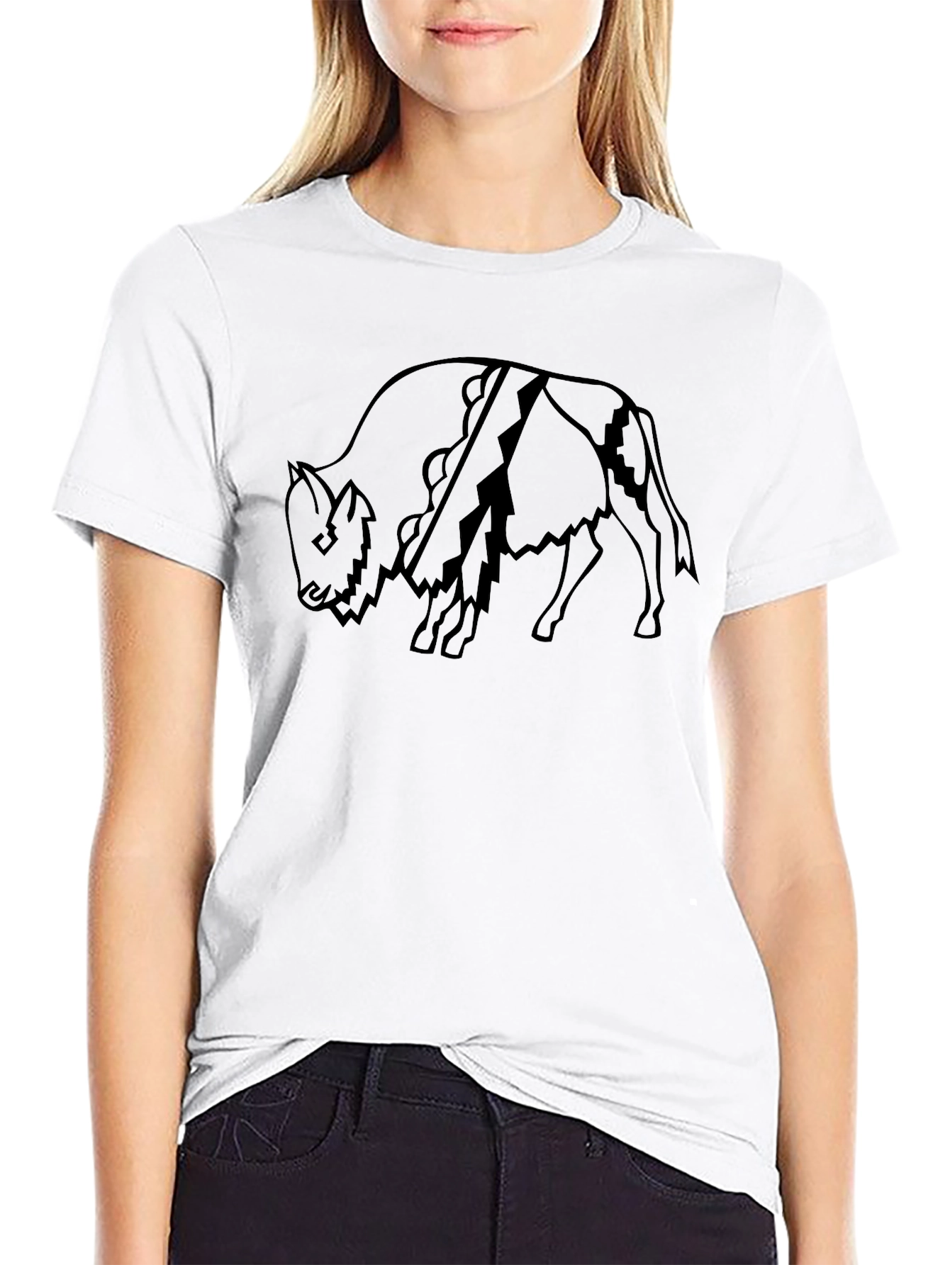 Black Buffalo Graphic Tee - Black Cotton Blend view 9