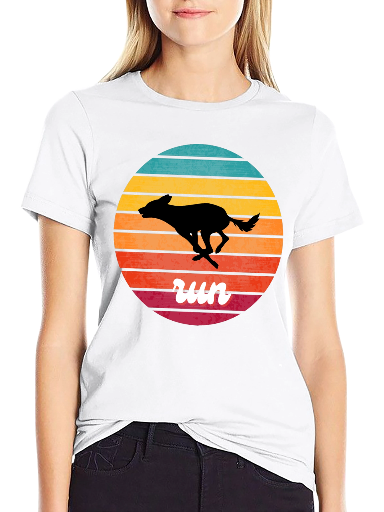 Black Retro Running Dog T-Shirt view 9