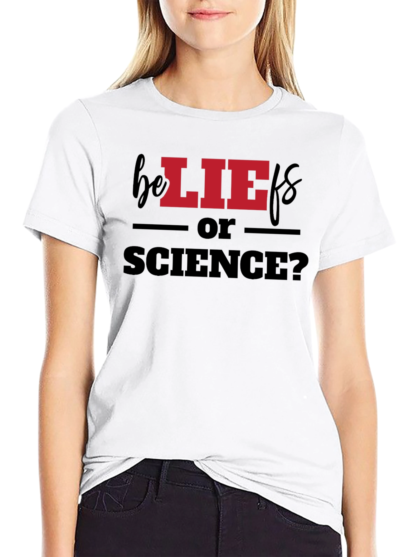 Black Beliefs or Science? Graphic T-Shirt view 9