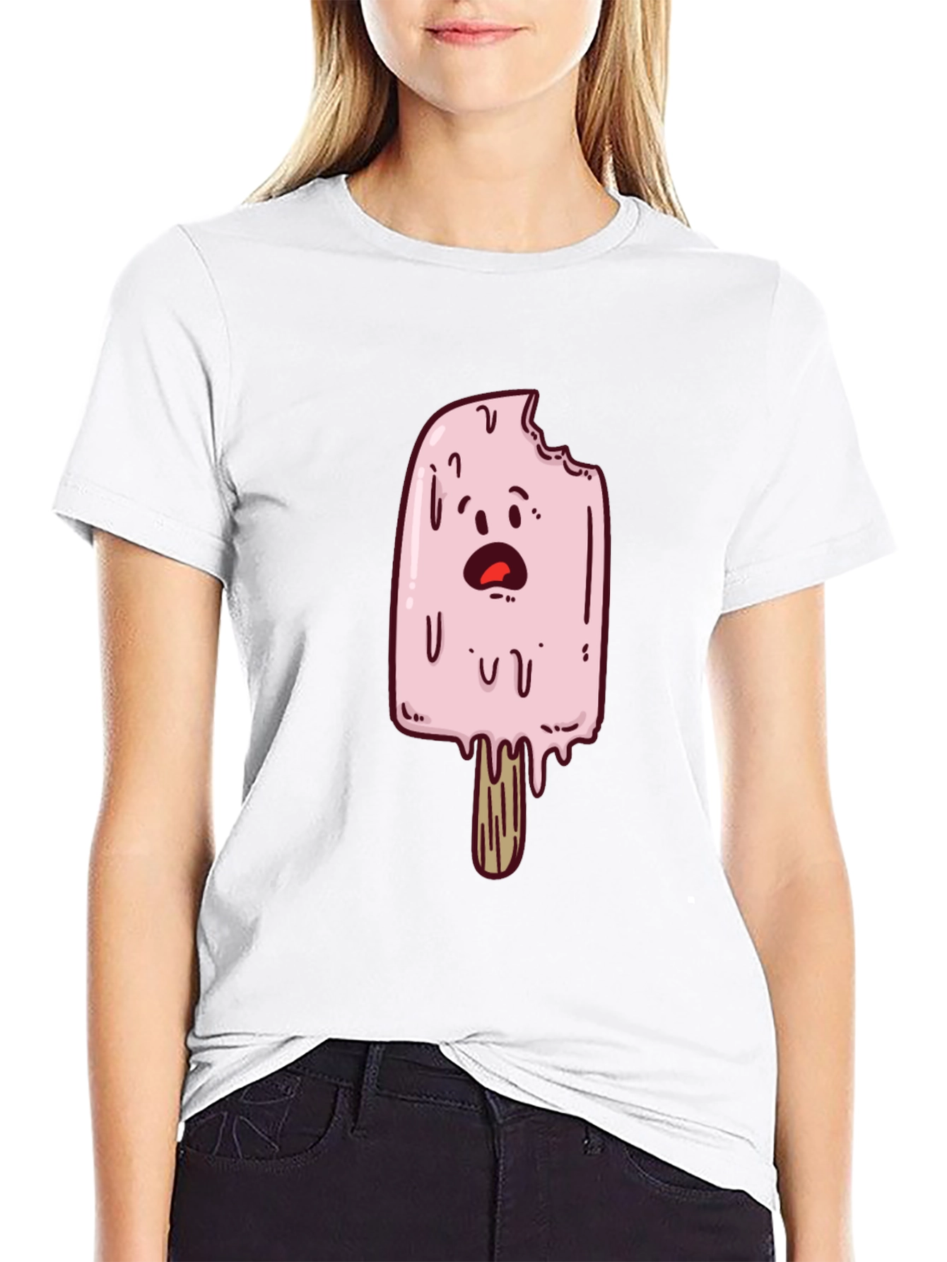 Black Funny Ice Cream T-Shirt - Cartoon Graphic Tee view 9