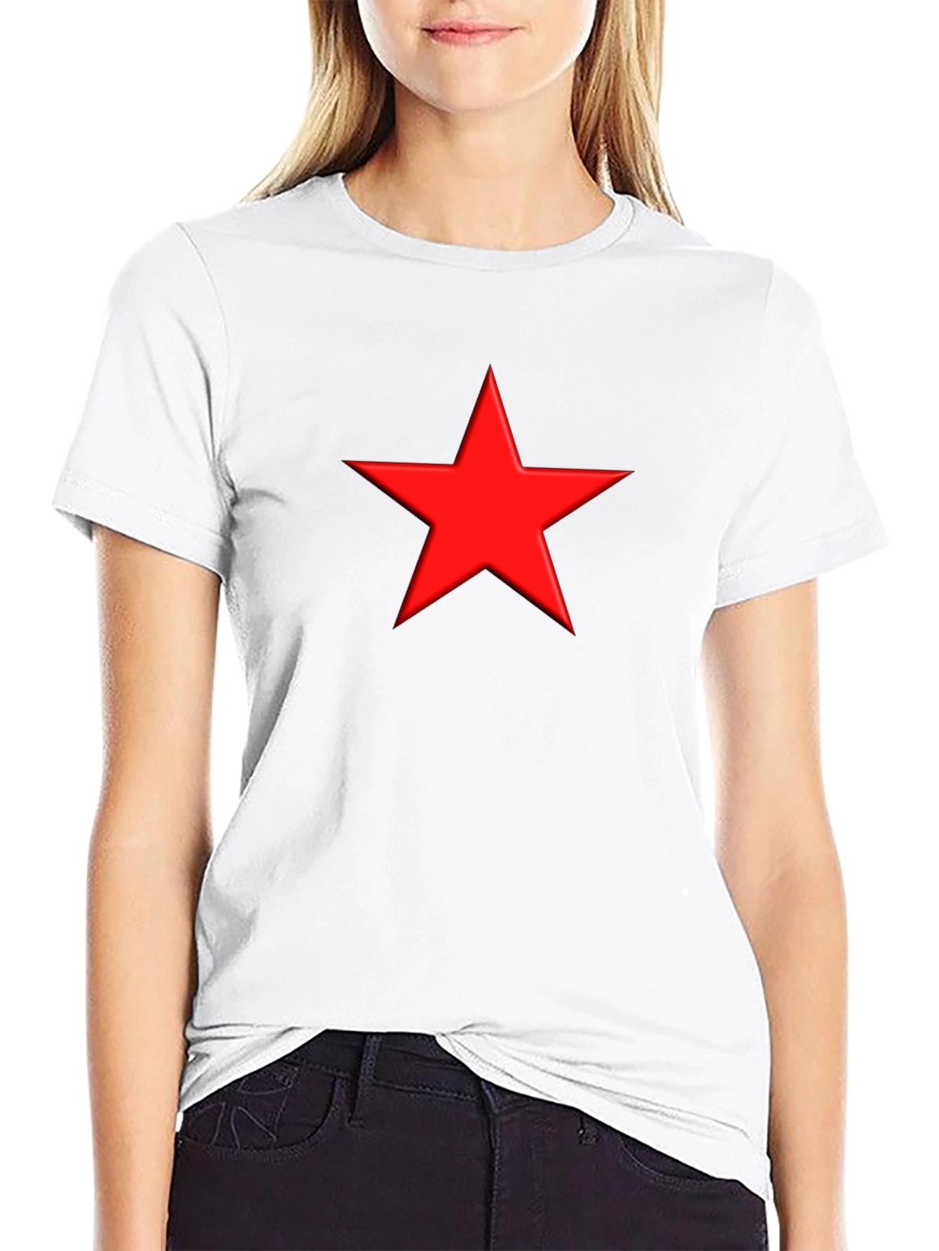 Black Red Star Graphic Black T-Shirt view 9