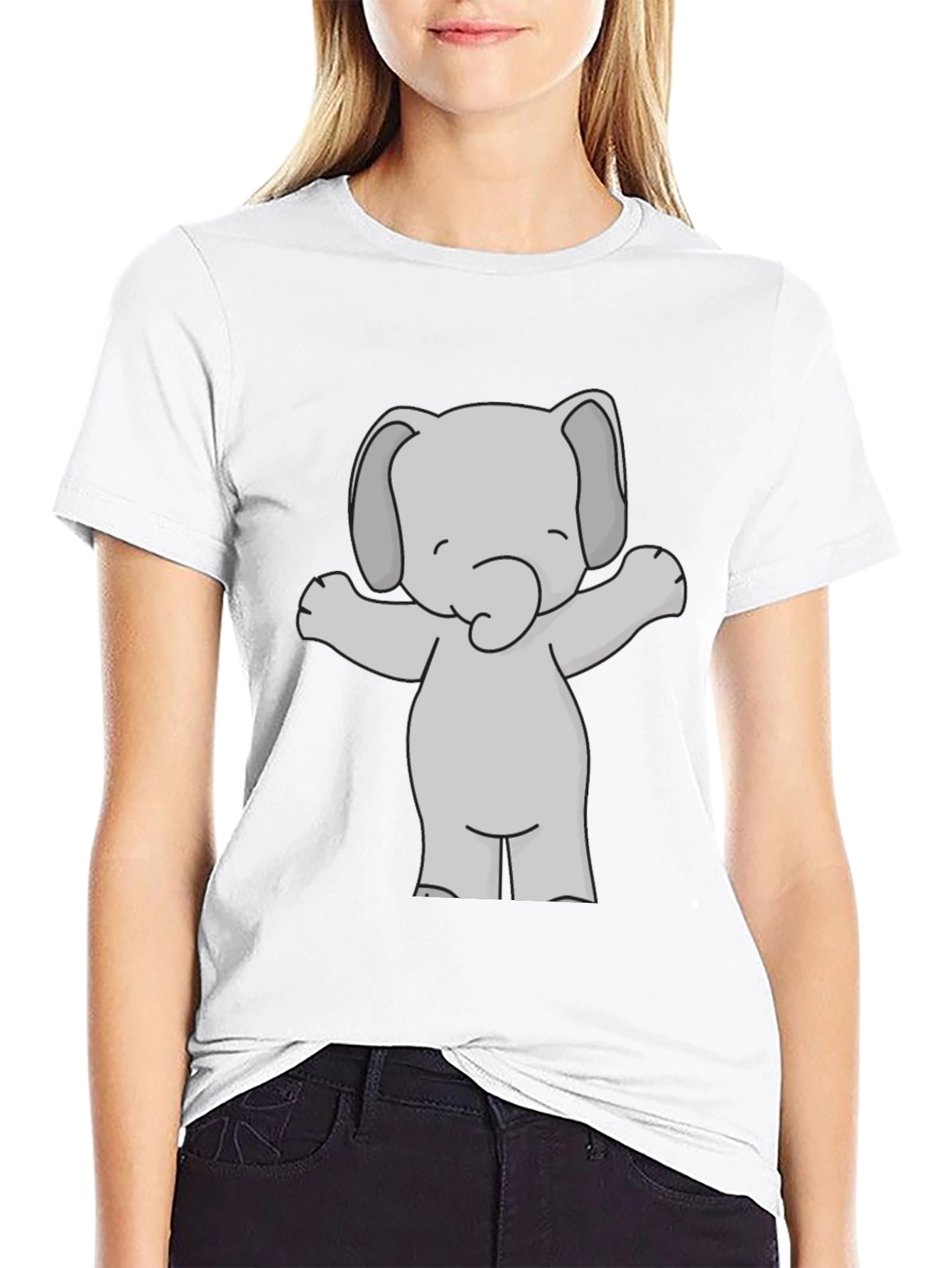 Black Cute Elephant Graphic Tee - Black Unisex T-Shirt view 9