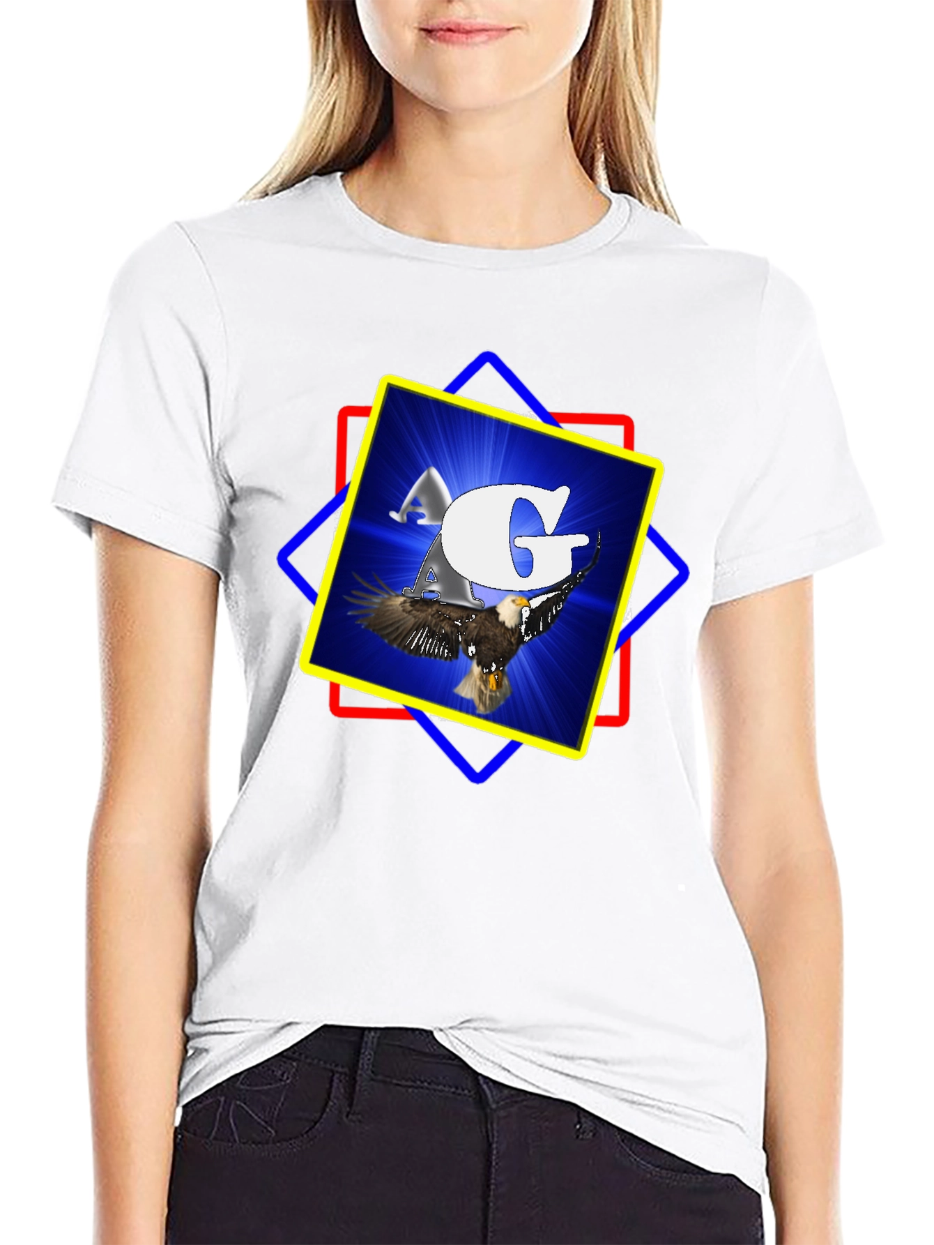 Black Eagle & Letter Graphic Tee - Cool Design view 9