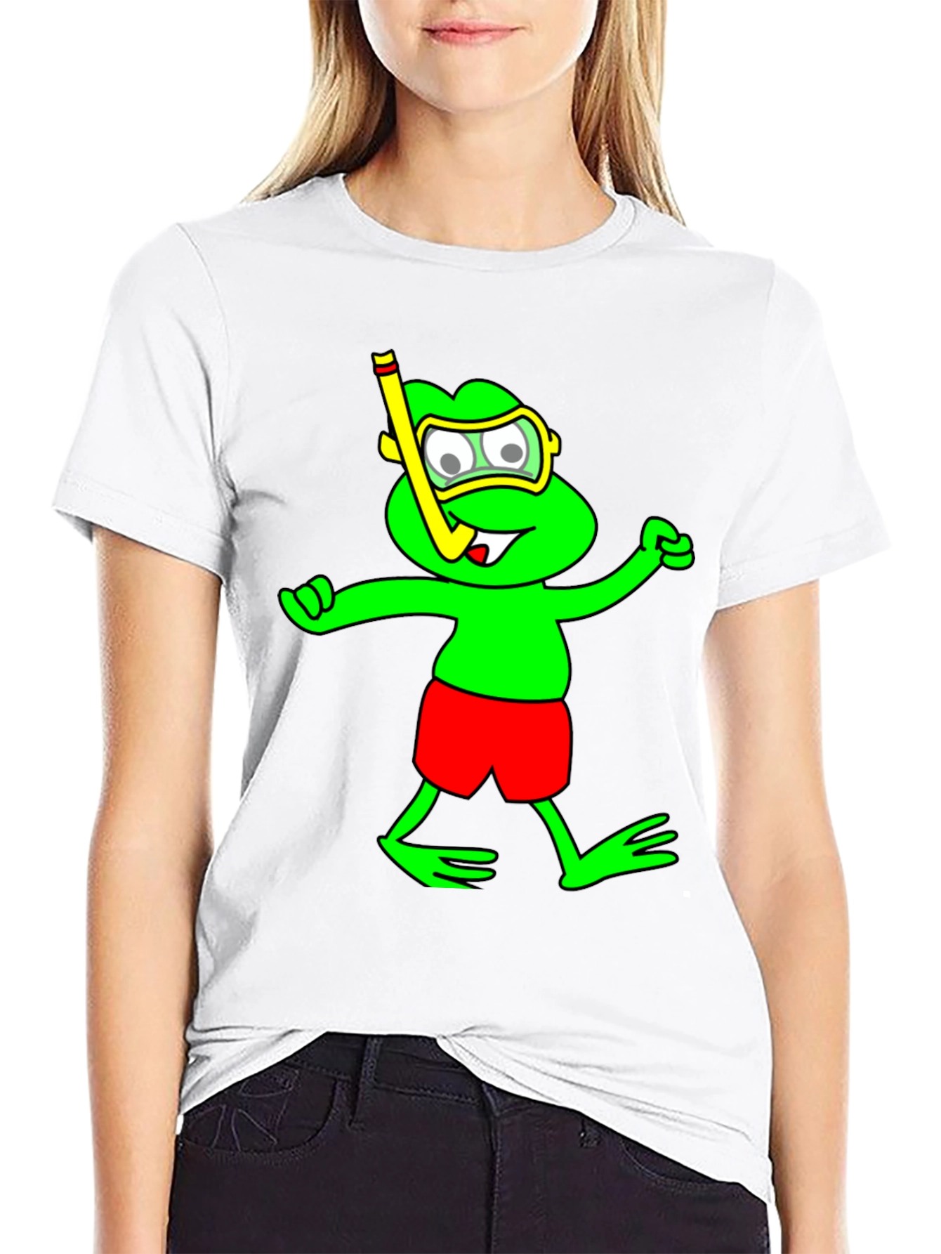 Black Frog Snorkel T-Shirt - Funny Summer Tee view 9