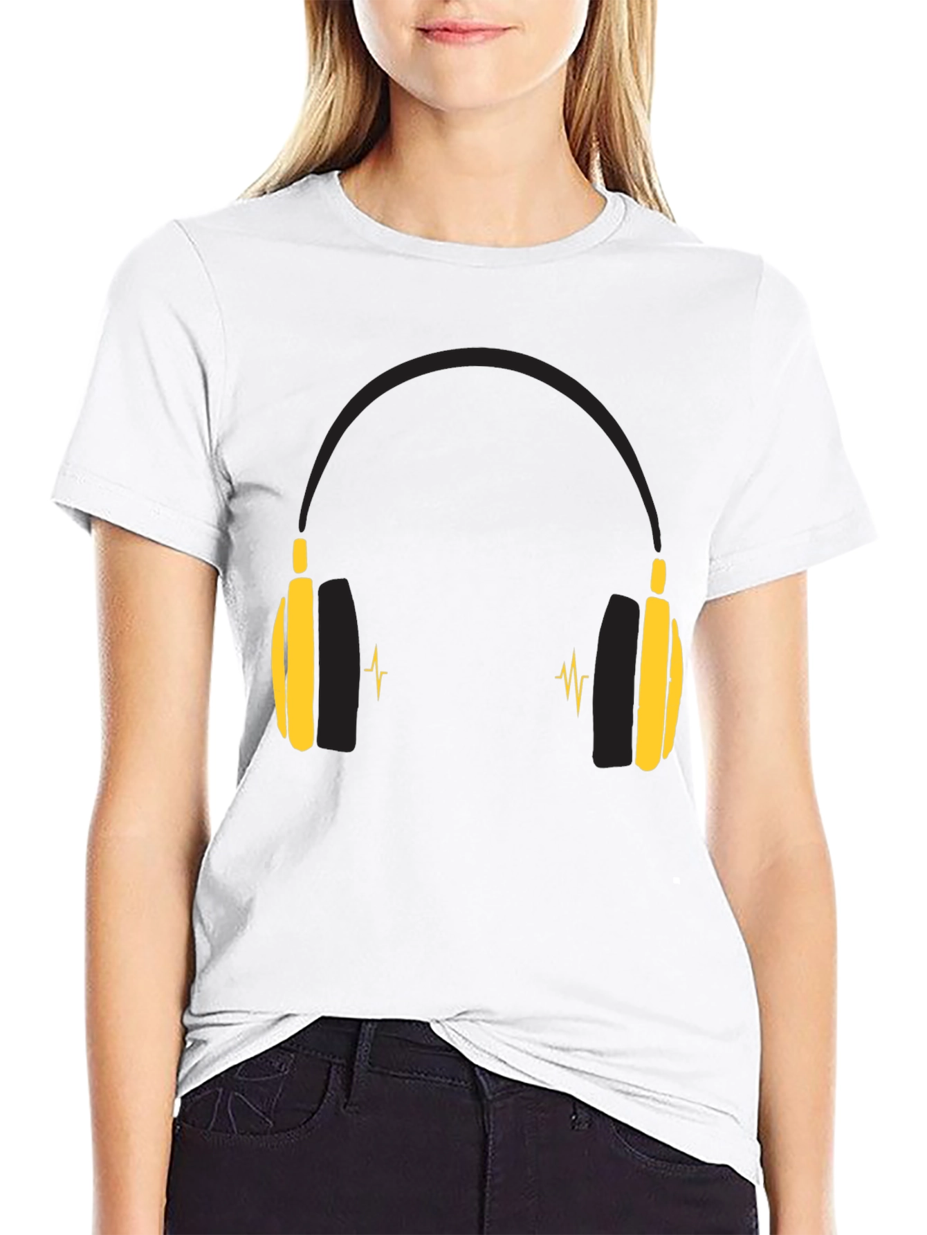 Black Headphone Graphic Tee - Music Lover Shirt view 9