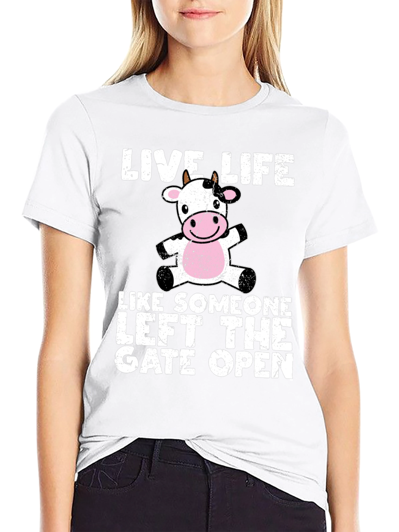 Black Live Life Cow Graphic T-Shirt view 9