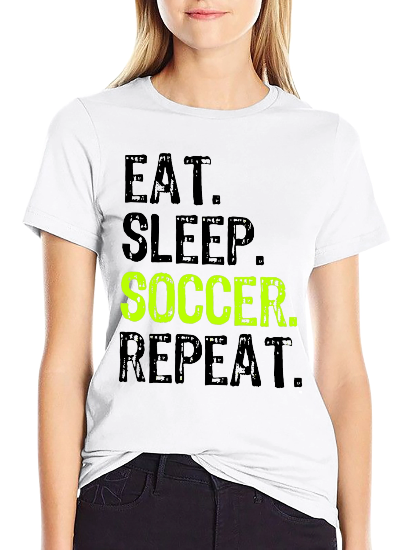 Black Eat Sleep Soccer Repeat Graphic T-Shirt view 9