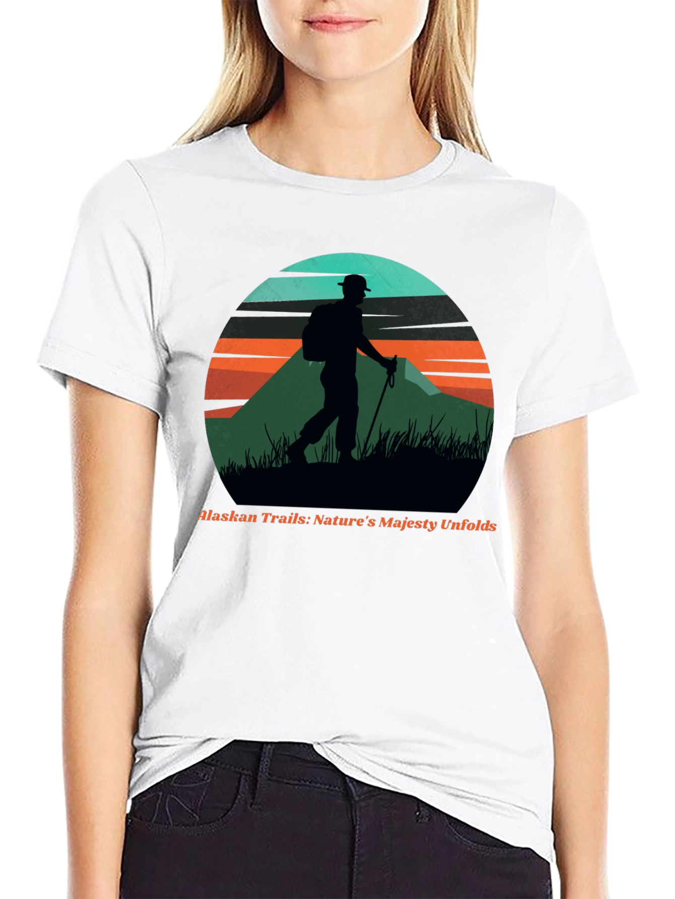 Black Alaskan Trails Graphic Tee - Nature Hiker T-Shirt view 9
