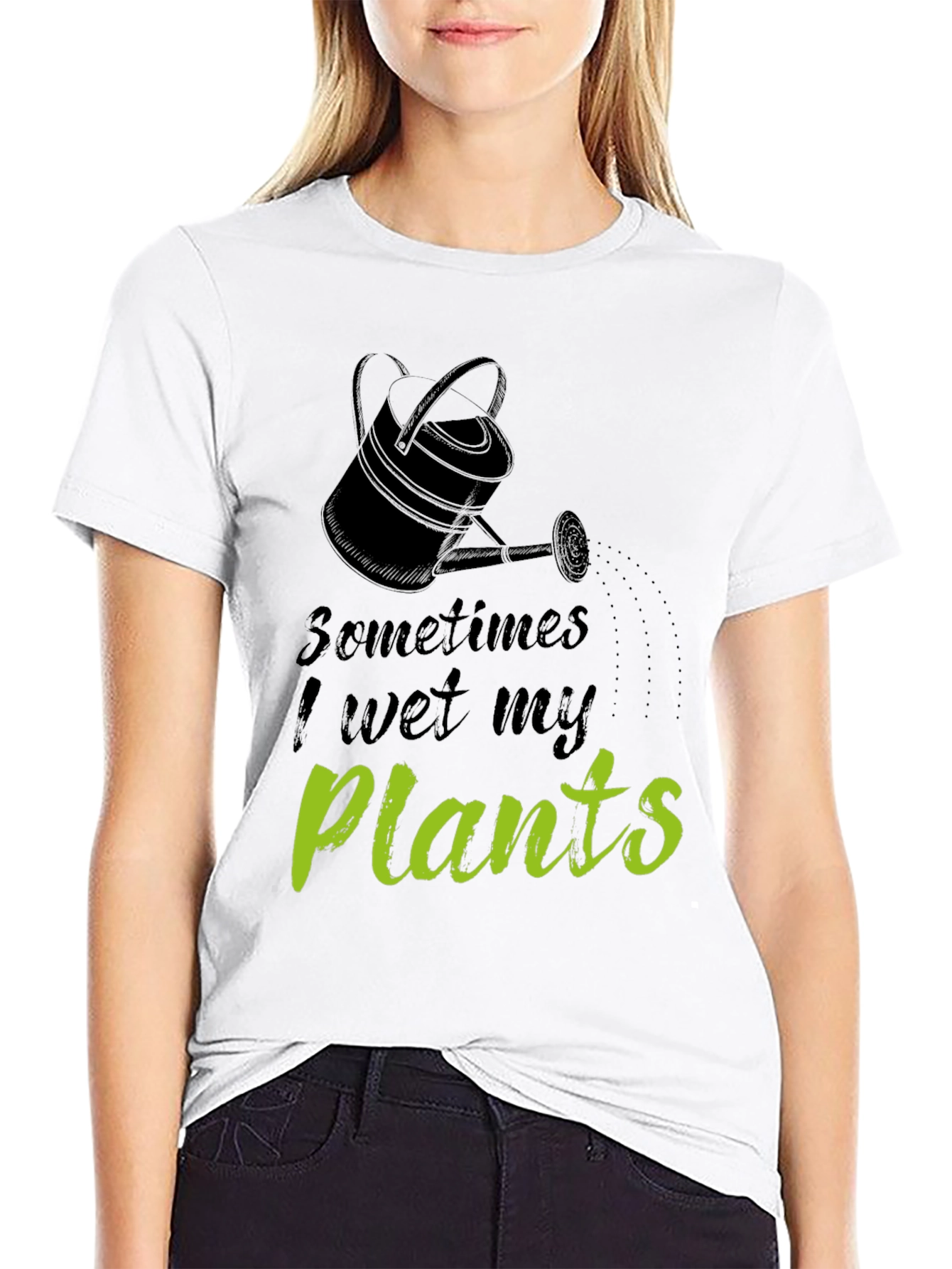 Black Funny "I Wet My Plants" Black Graphic T-Shirt view 9