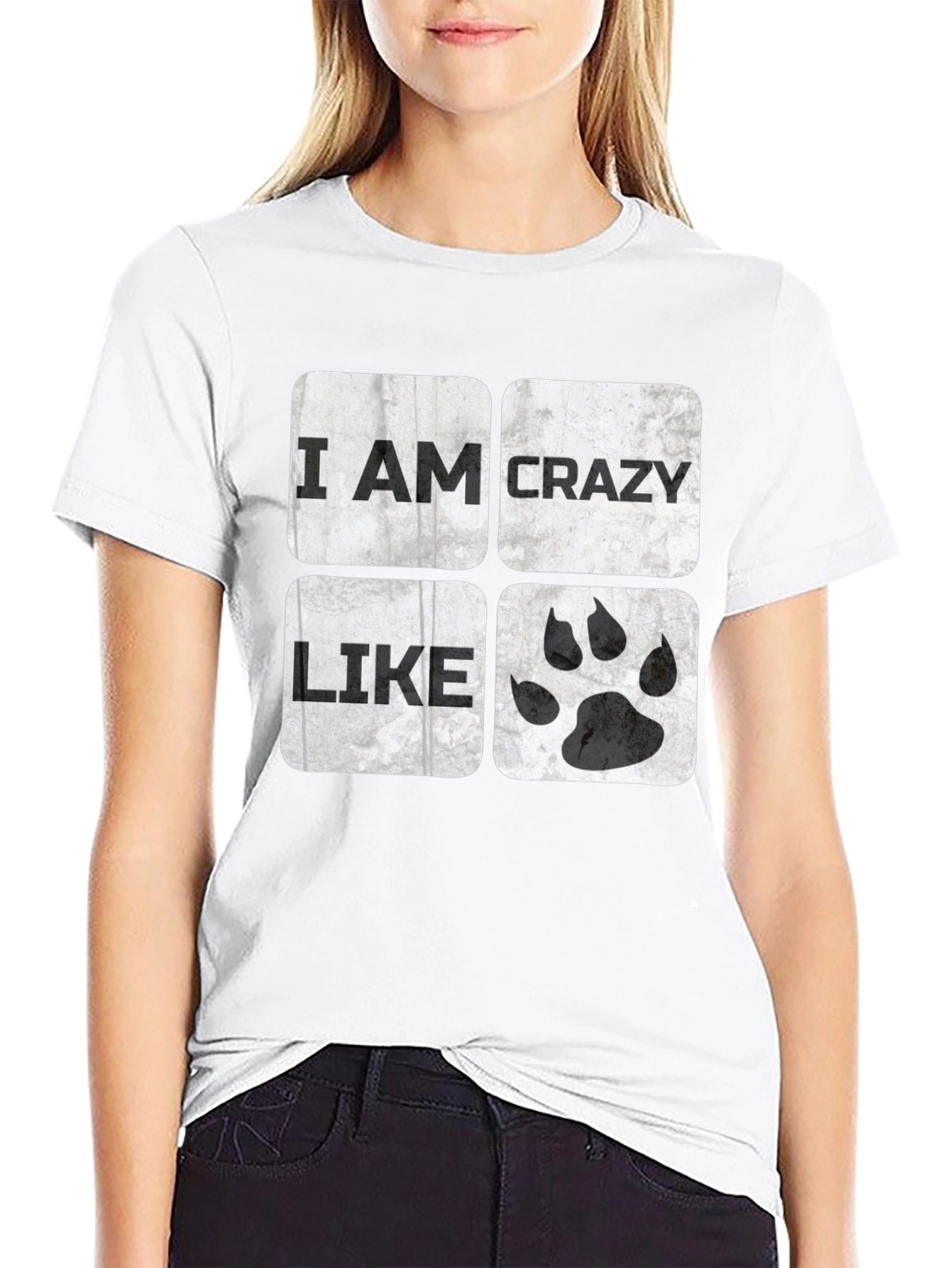 Black Crazy Like T-Shirt | Funny Animal Paw Tee view 9
