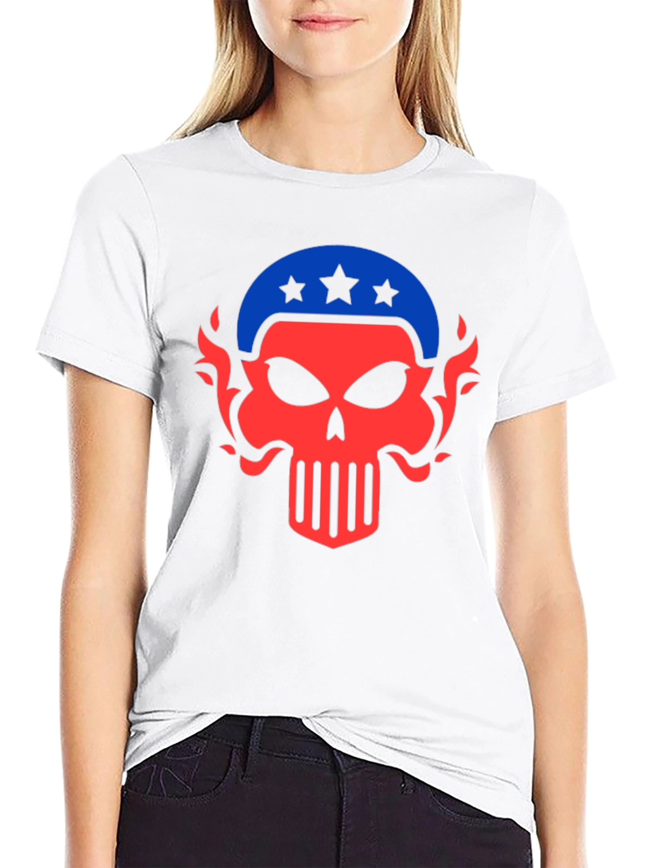 Black Patriotic Skull Graphic Tee - Men's Black T-Shirt view 9