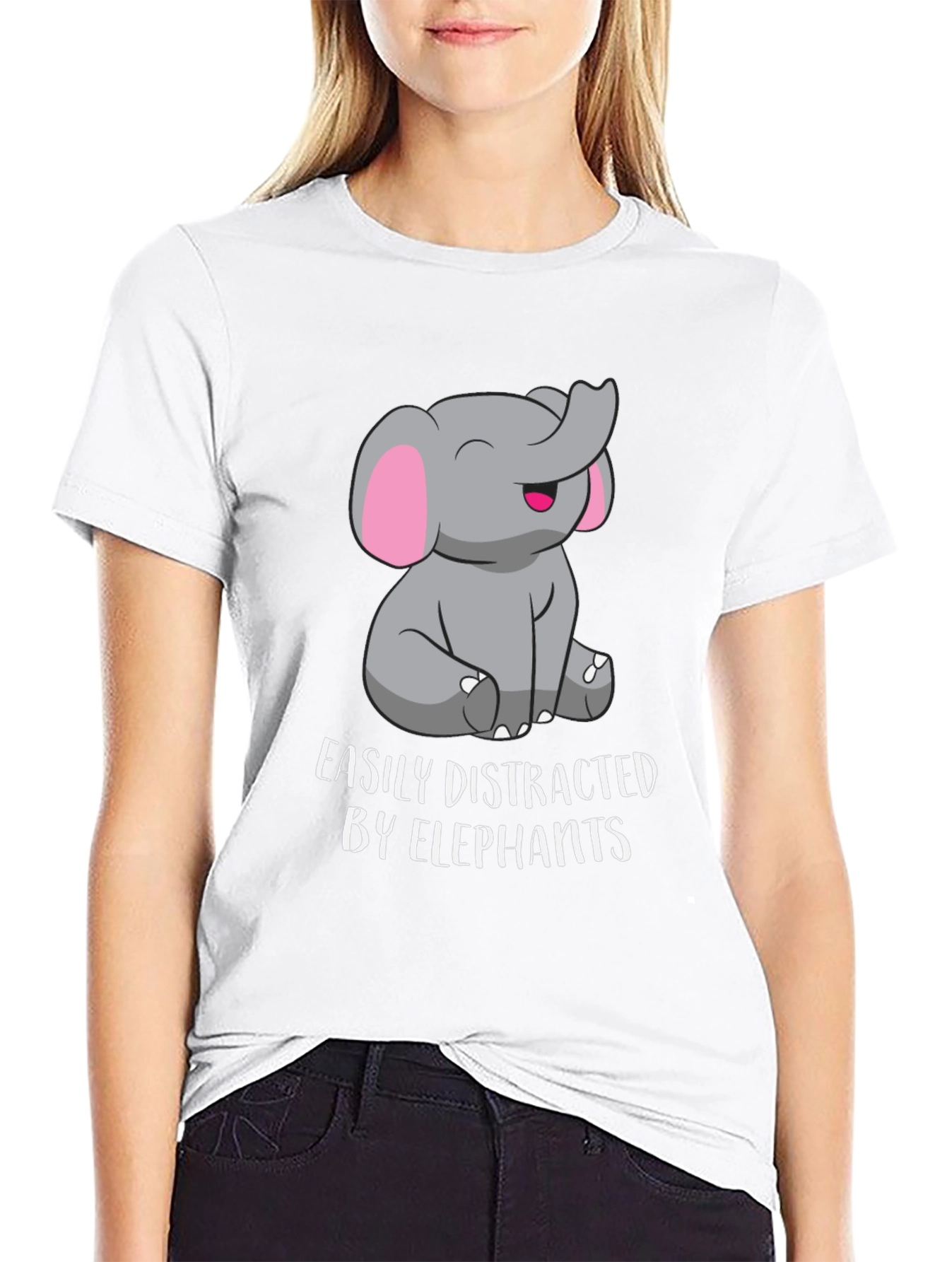 Black Easily Distracted By Elephants Graphic Tee view 9