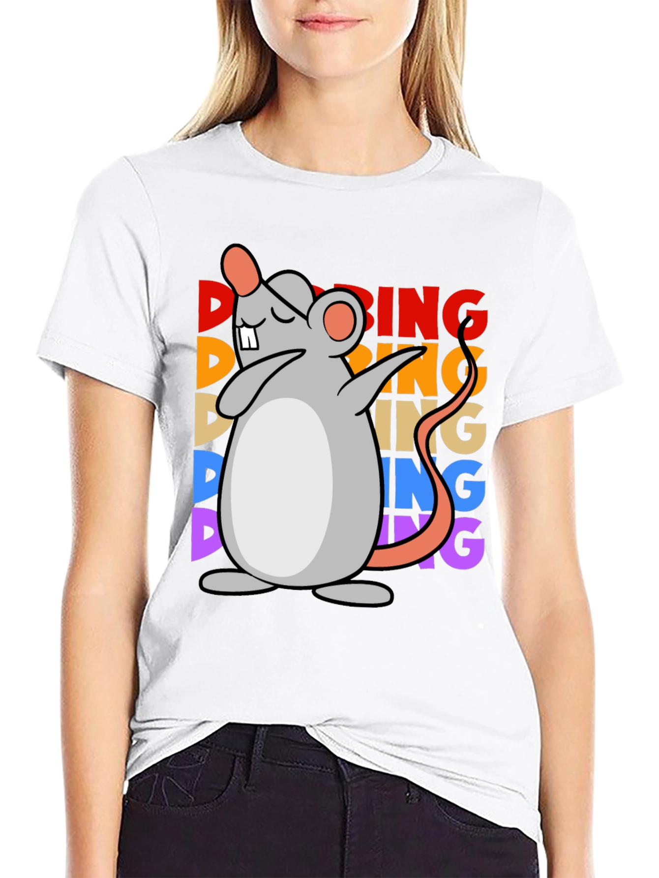 Black Dabbing Mouse Graphic Tee - Unisex Black T-Shirt view 9