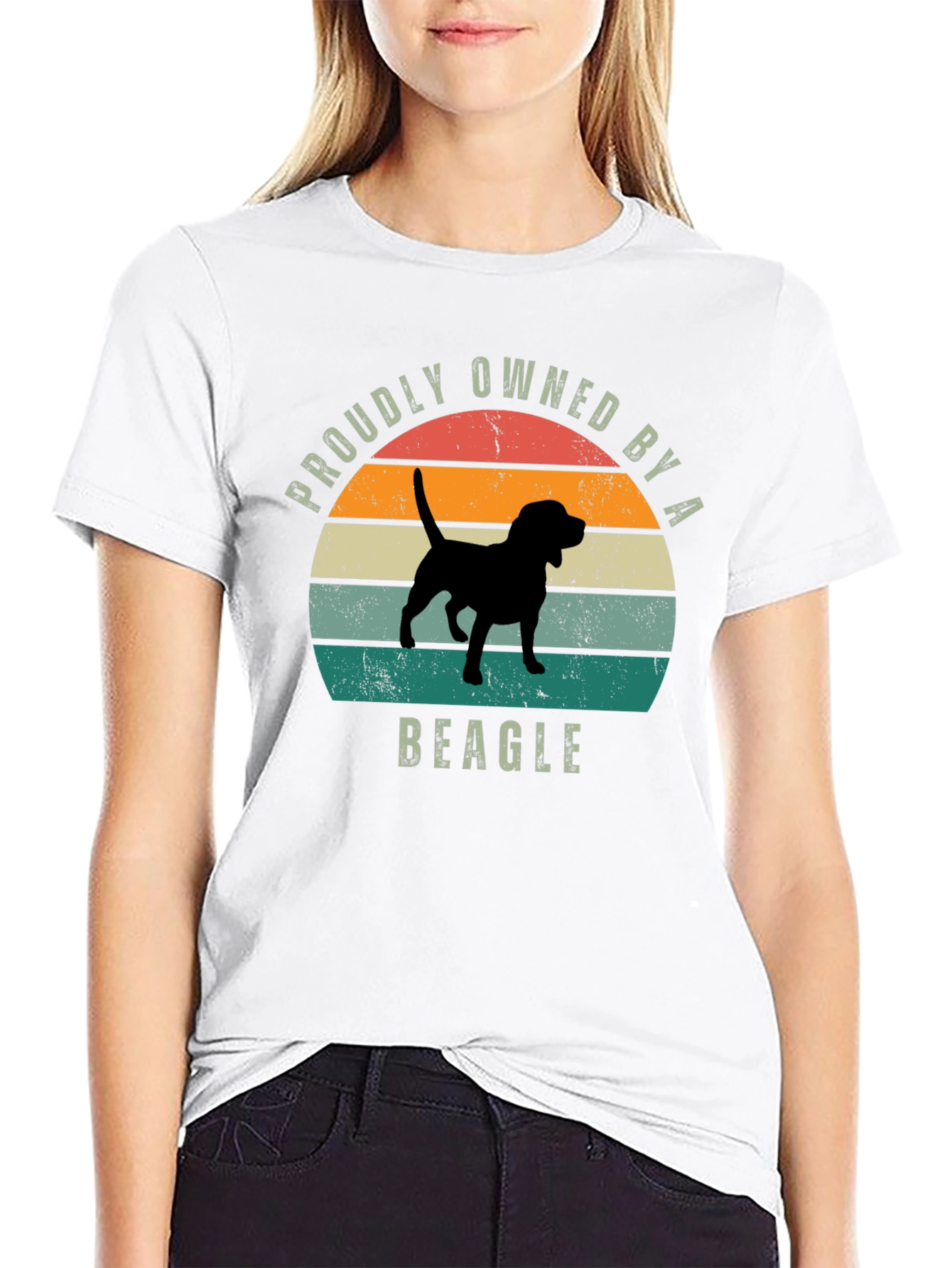 Black Proudly Owned by a Beagle T-Shirt view 9