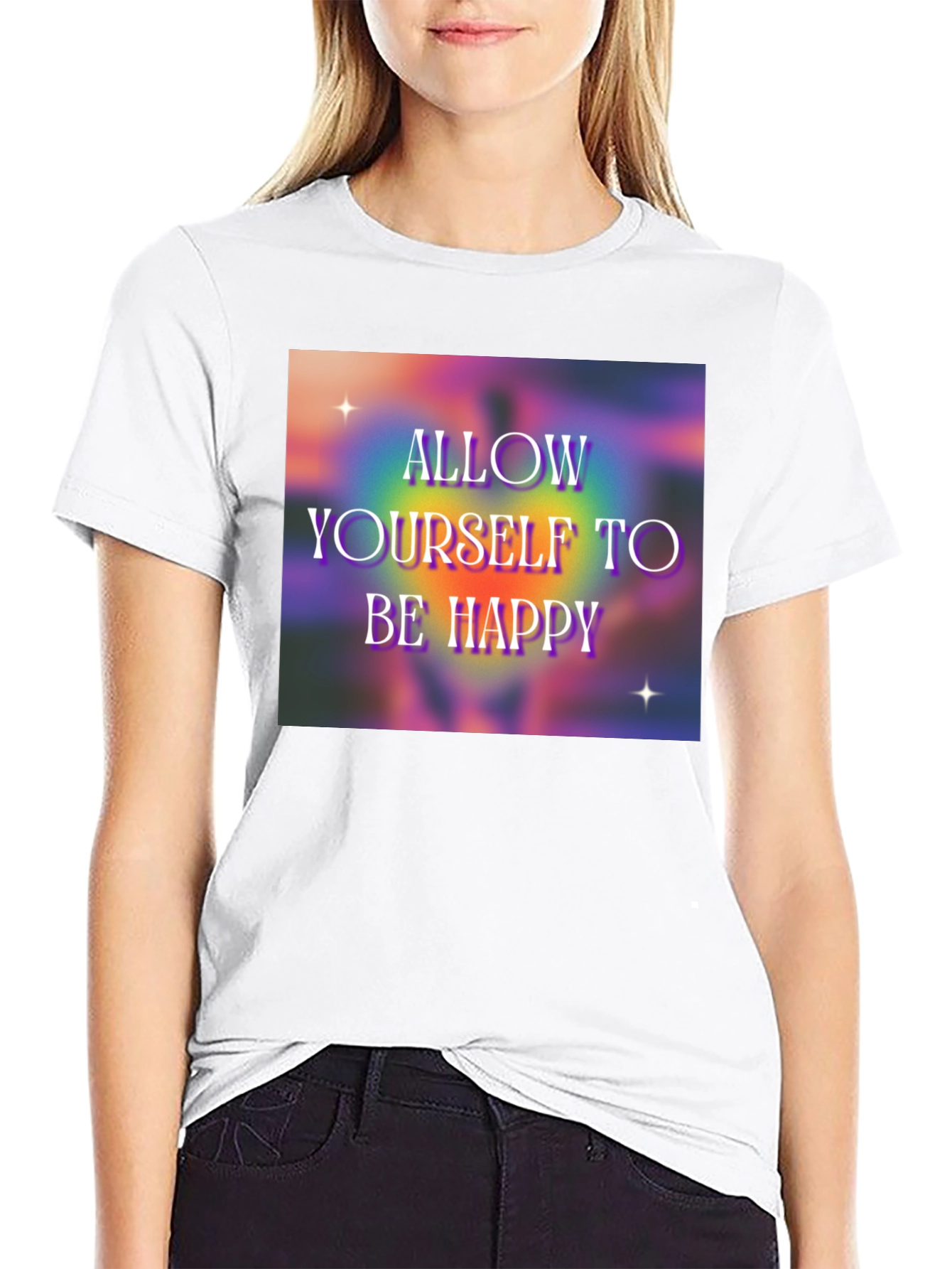 Black Allow Yourself to Be Happy Graphic T-Shirt view 9
