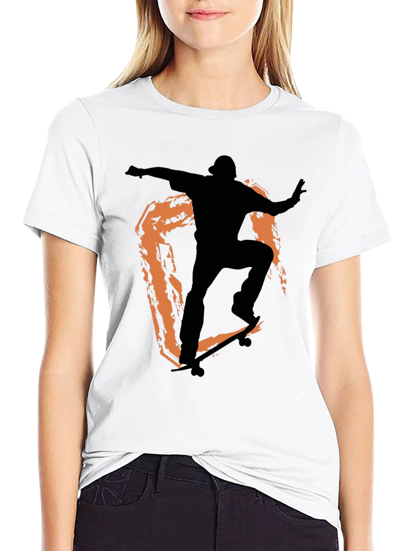 Black Skateboarder Graphic Tee - Stylish Black Cotton Shirt view 9